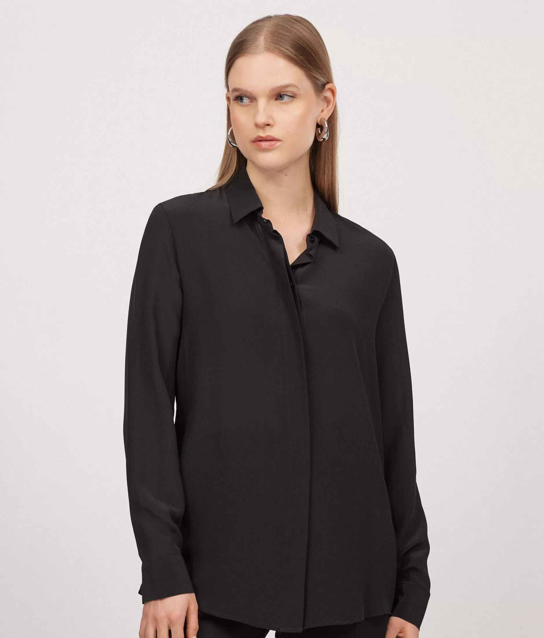 Flash Sale Falconeri Silk Blouse With Small Collar black -9107 - black