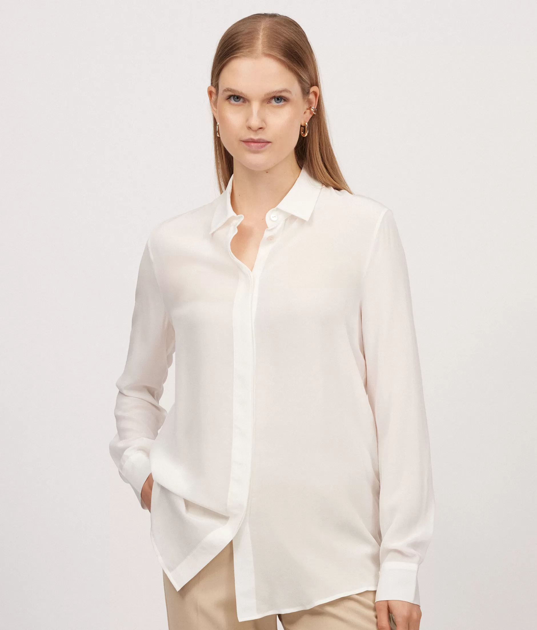 Online Falconeri Silk Blouse With Small Collar white -8078 - white