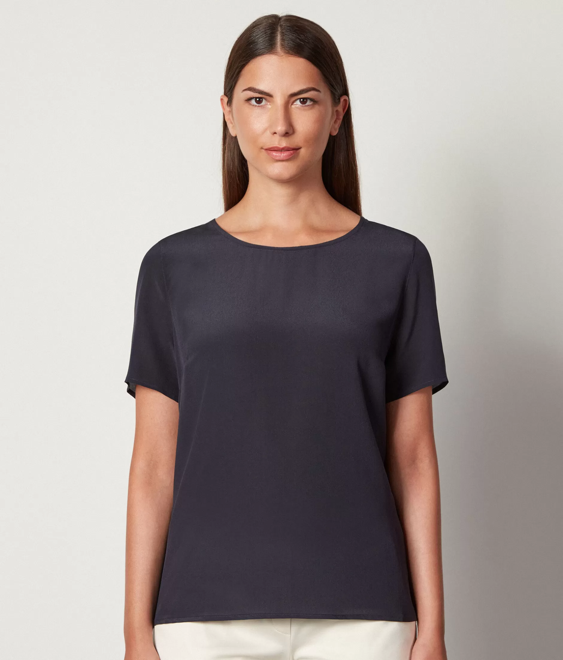 Flash Sale Falconeri Silk Crewneck T-shirt blue -9400 - navy blue