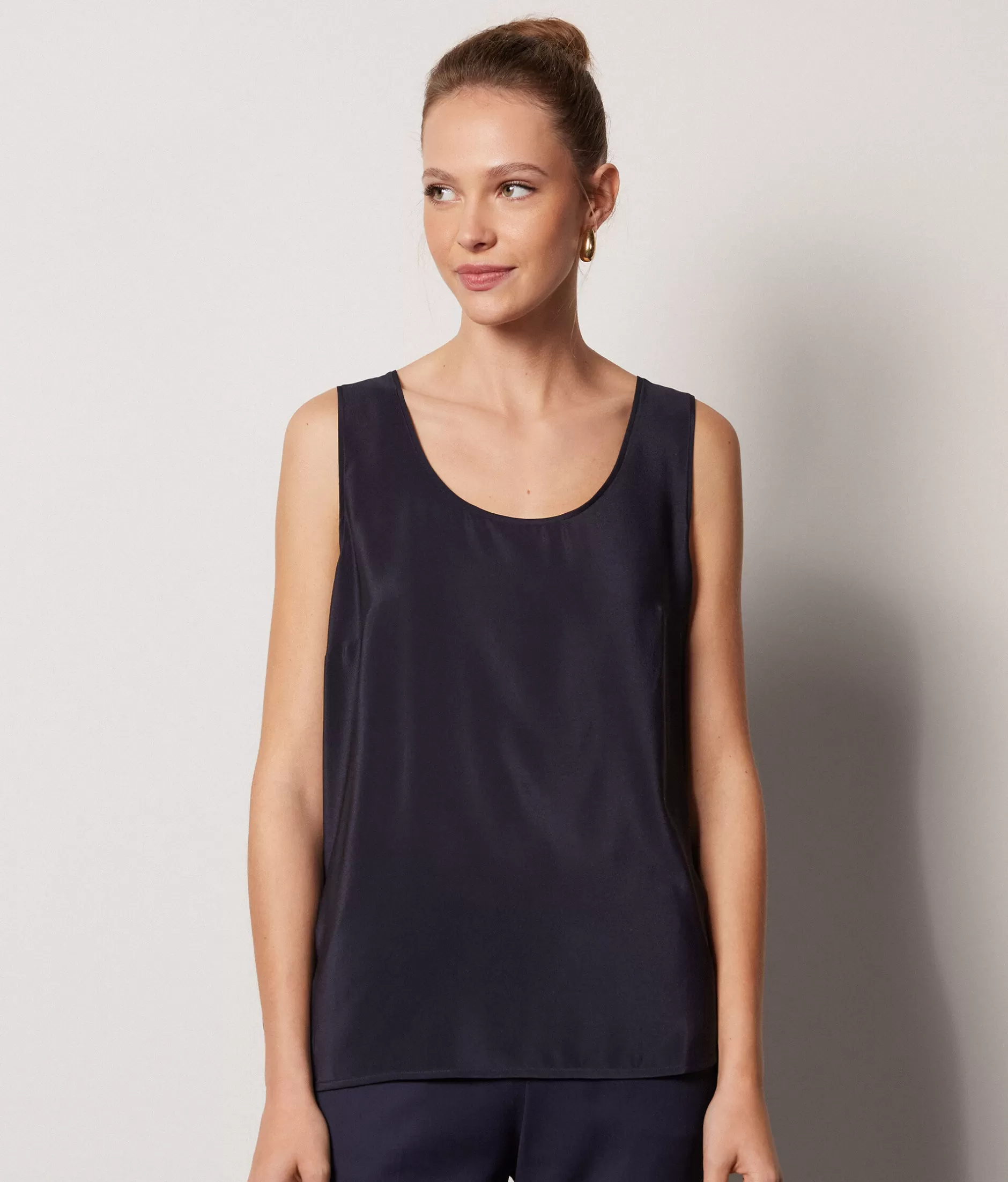 Clearance Falconeri Silk Scoop Neck Tank Top blue -9400 - navy blue