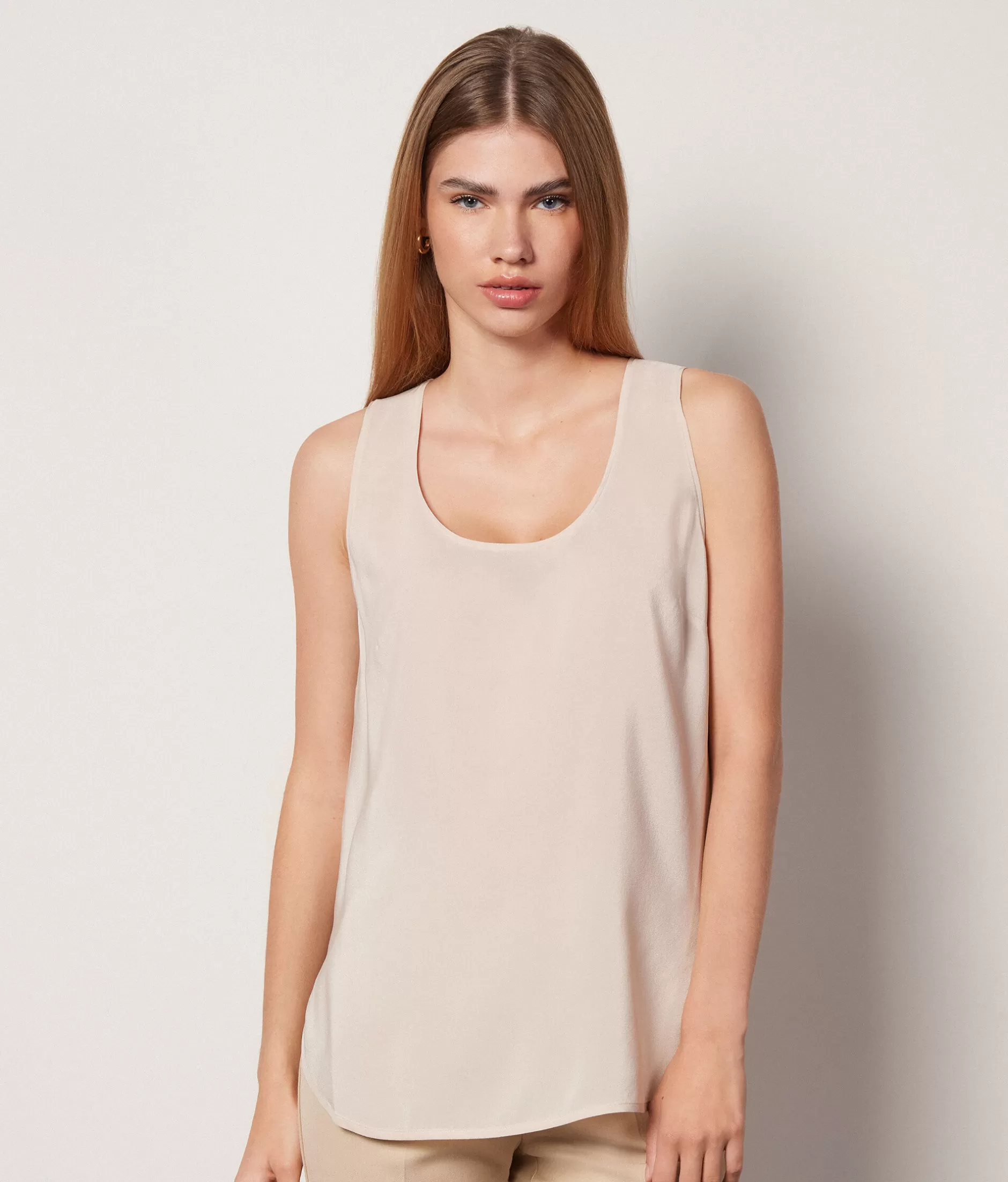 Best Sale Falconeri Silk Scoop Neck Tank Top natural -8378 - light mother of pearl gray