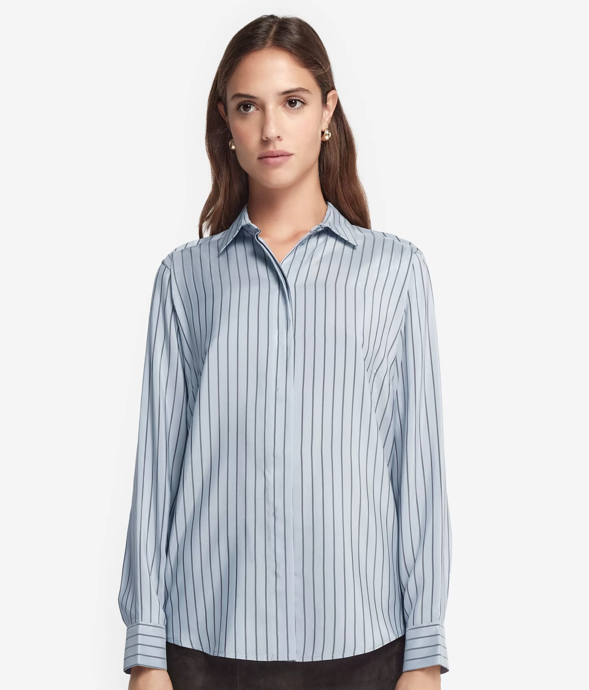 Sale Falconeri Silk Striped Shirt light blue -9078 - niagara