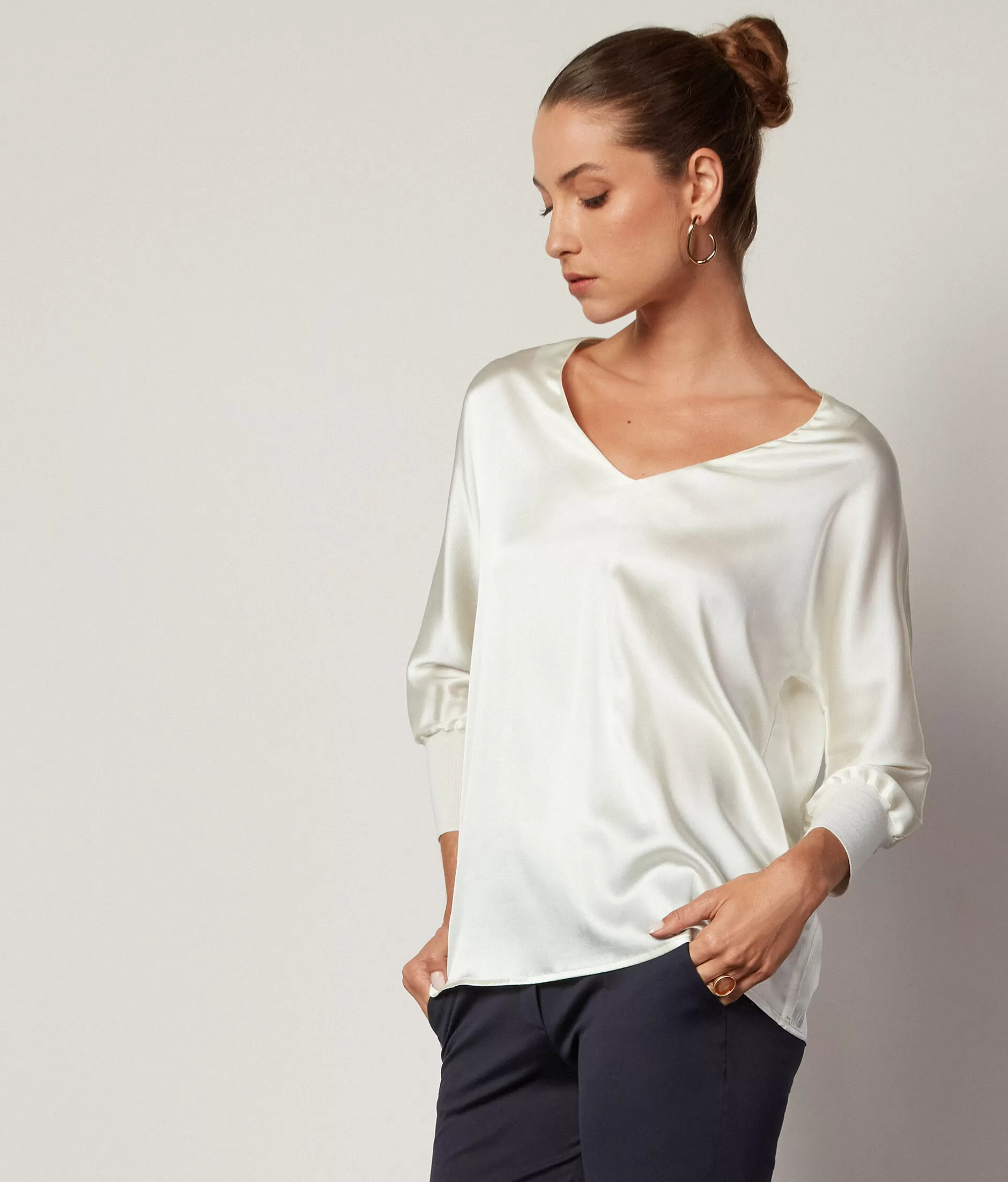 Outlet Falconeri Silk V-Neck Blouse natural -8251 - cream