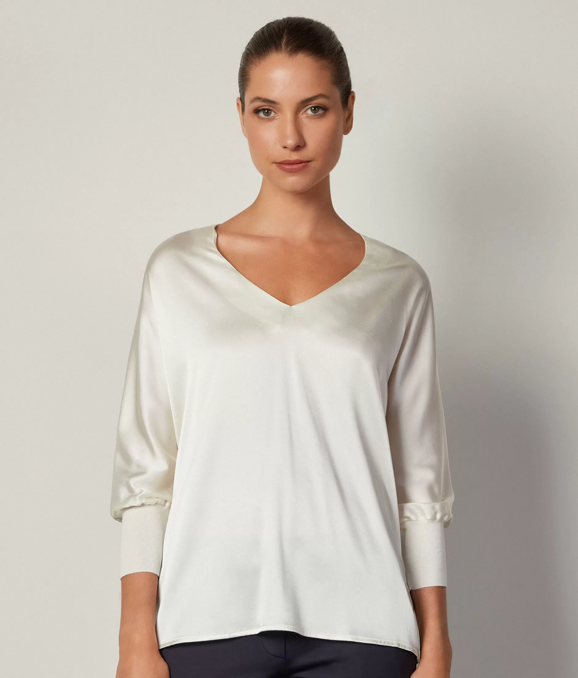 Outlet Falconeri Silk V-Neck Blouse natural -8251 - cream