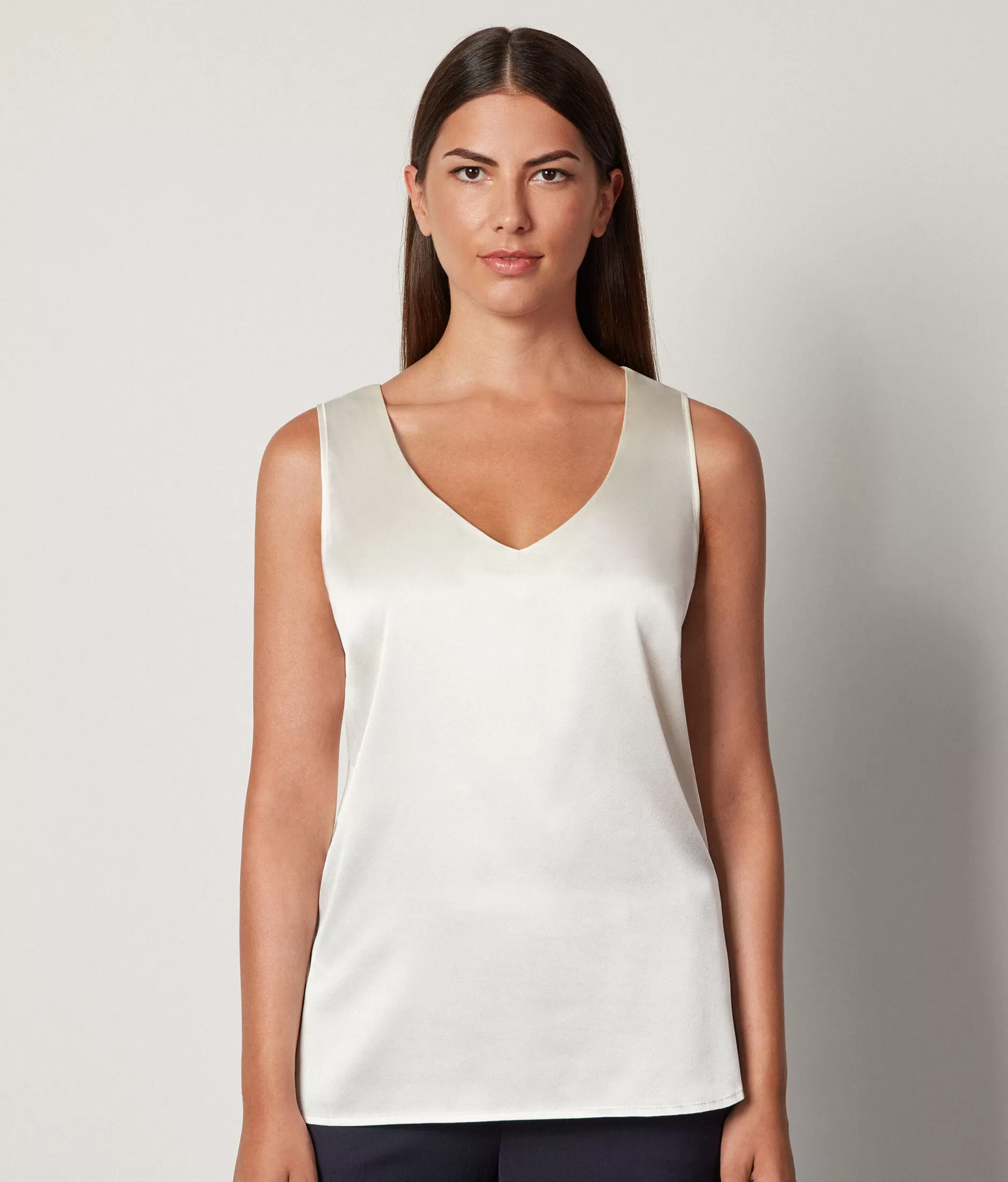 Store Falconeri Silk V-Neck Tank Top natural -8251 - cream