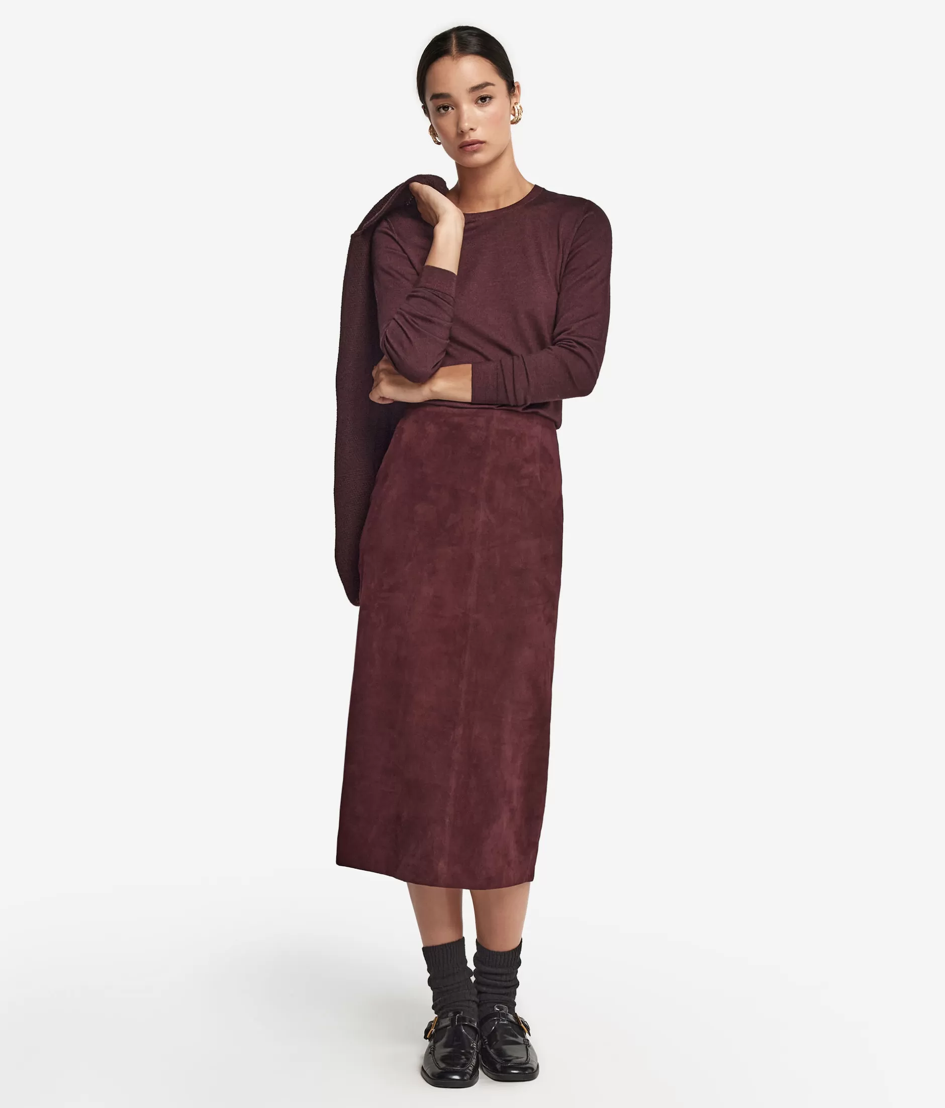 Cheap Falconeri Suede Skirt burgundy -9100 - ruby