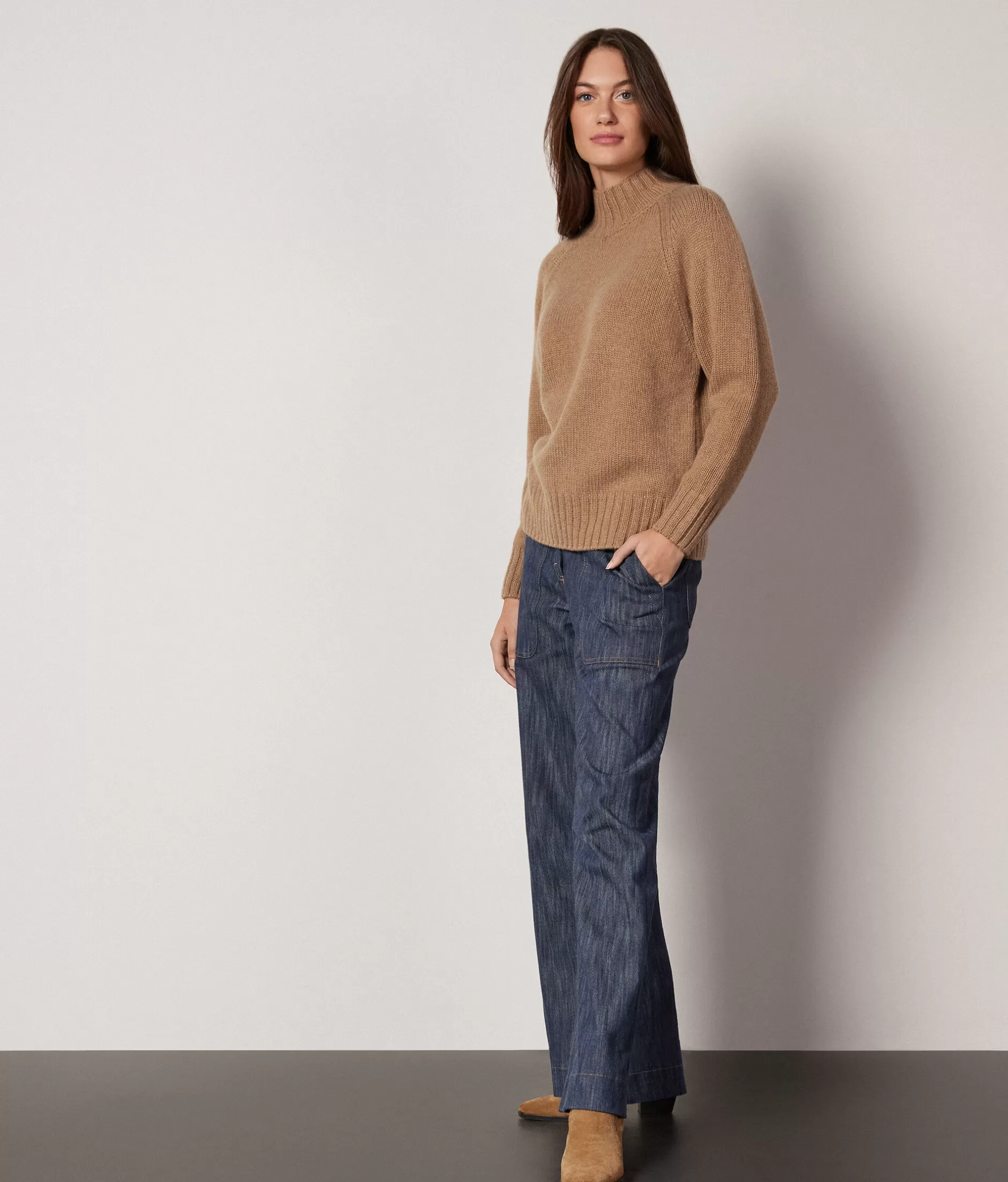 New Falconeri Turtleneck Sweater In Ultrasoft Cashmere Knit natural -8685 - rum