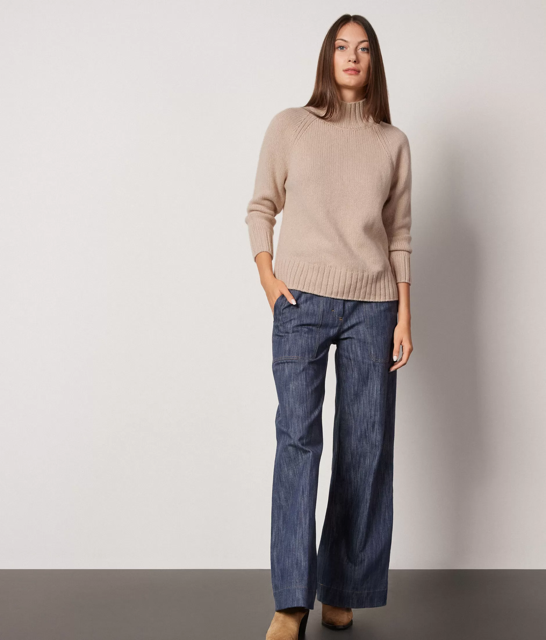 Online Falconeri Turtleneck Sweater In Ultrasoft Cashmere Knit natural -8646 - light vanilla