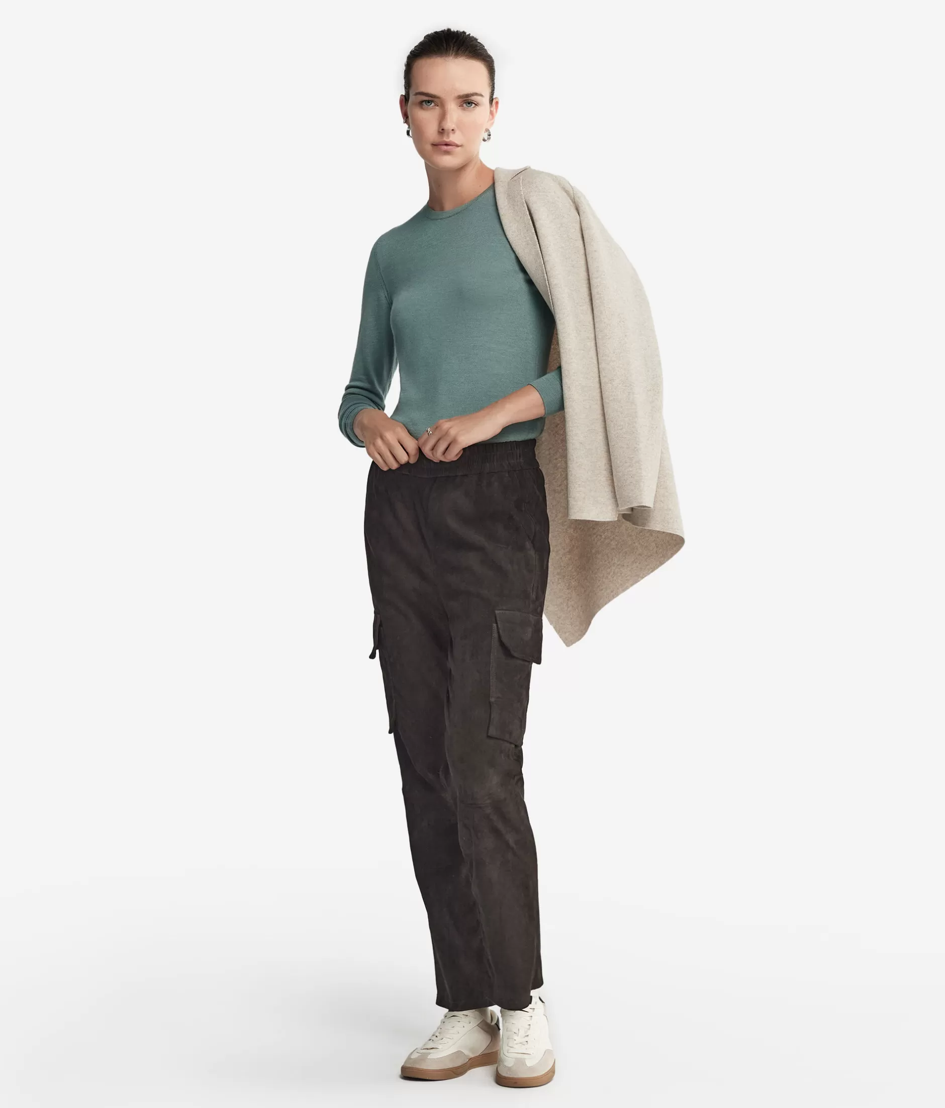 Sale Falconeri Ultrafine Cashmere Crewneck Sweater green -9096 - garment-dyed dark thyme