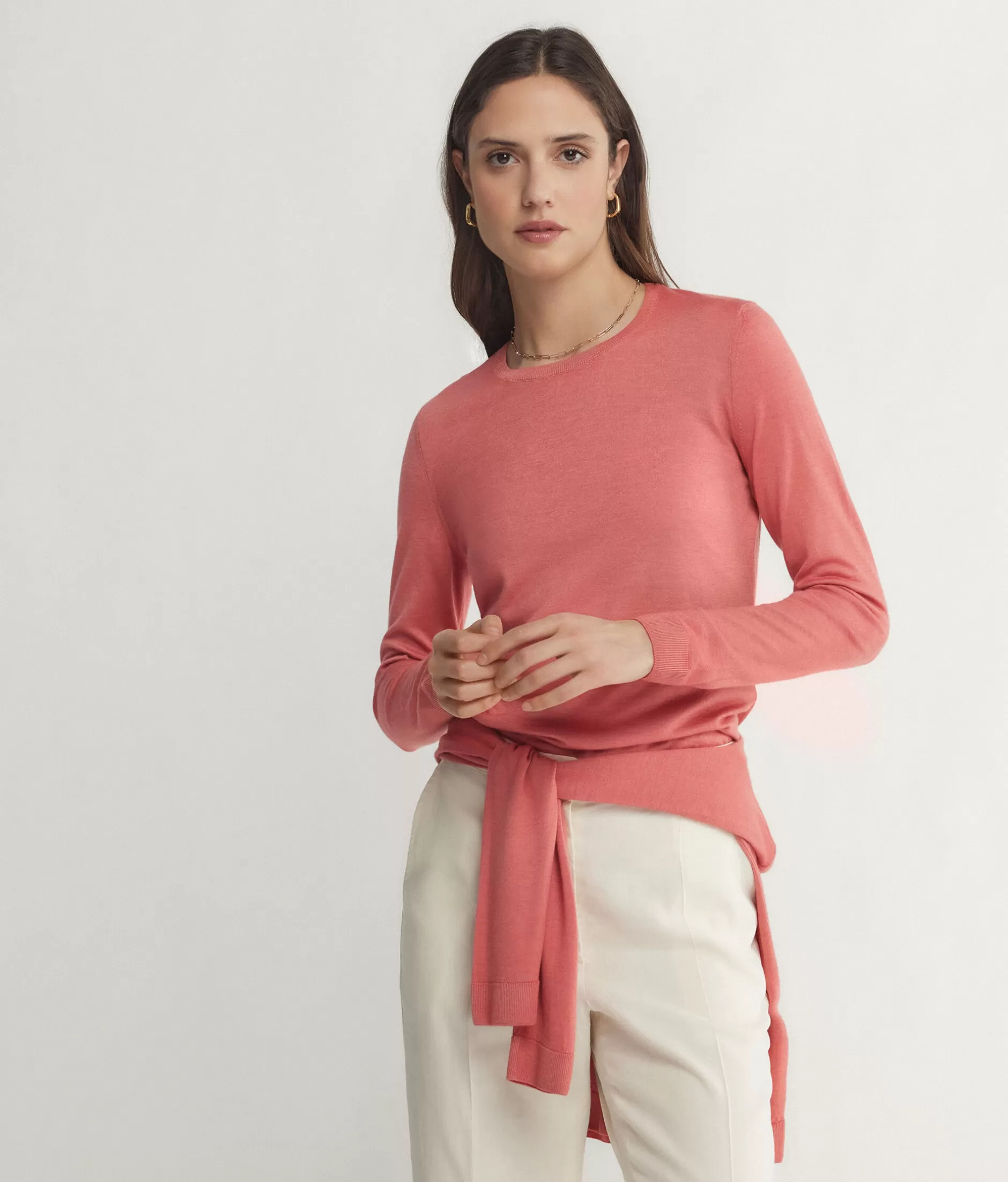 Cheap Falconeri Ultrafine Cashmere Crewneck Sweater pink -8981 - garment-dyed peach pink