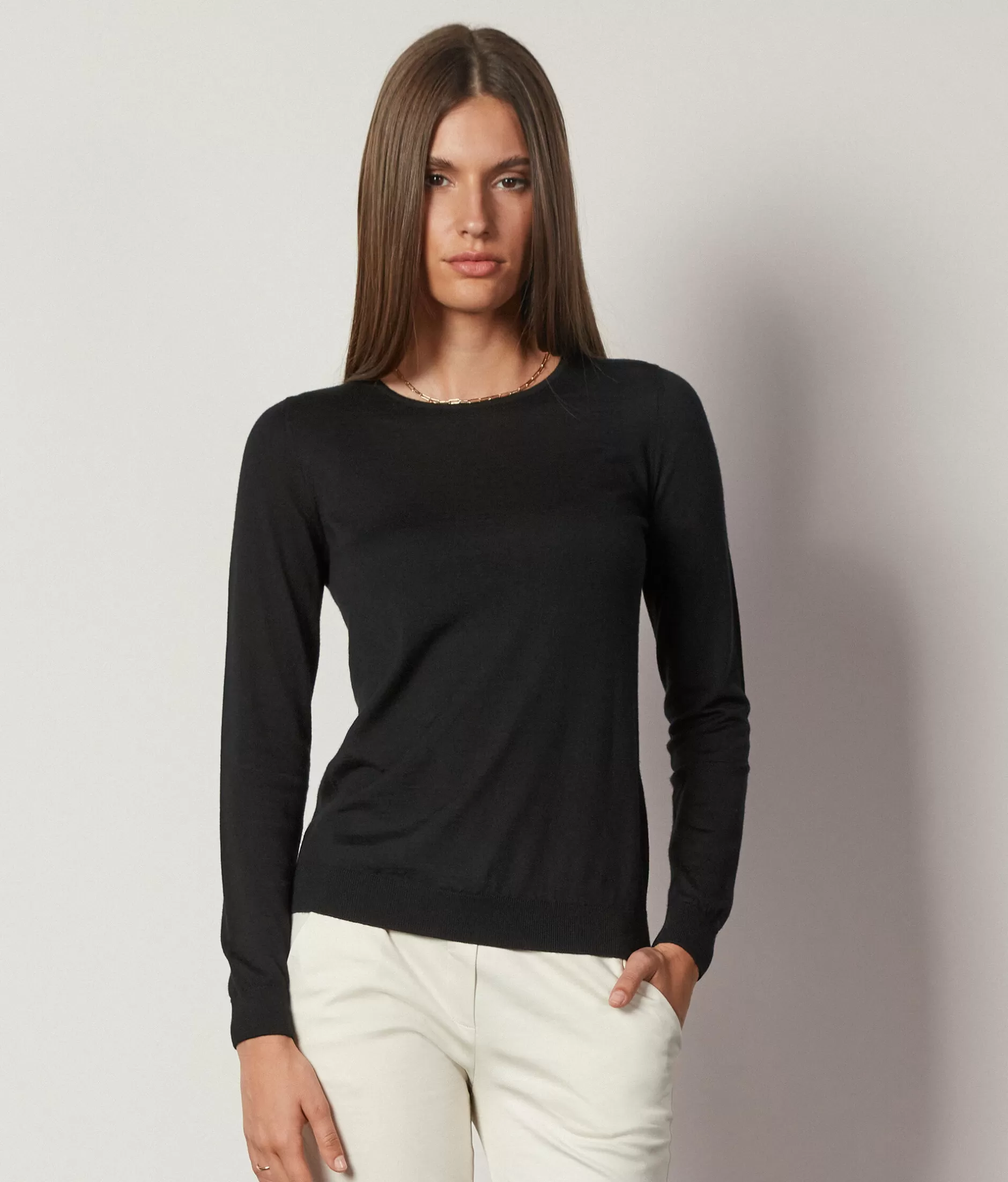 Outlet Falconeri Ultrafine Cashmere Crewneck Sweater black -9107 - black