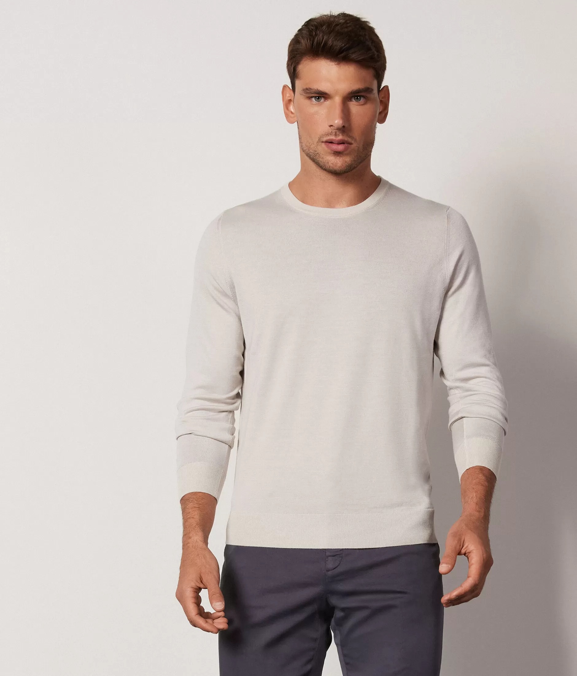 Discount Falconeri Ultrafine Cashmere Crewneck Sweater white -8756 - garment-dyed alabaster