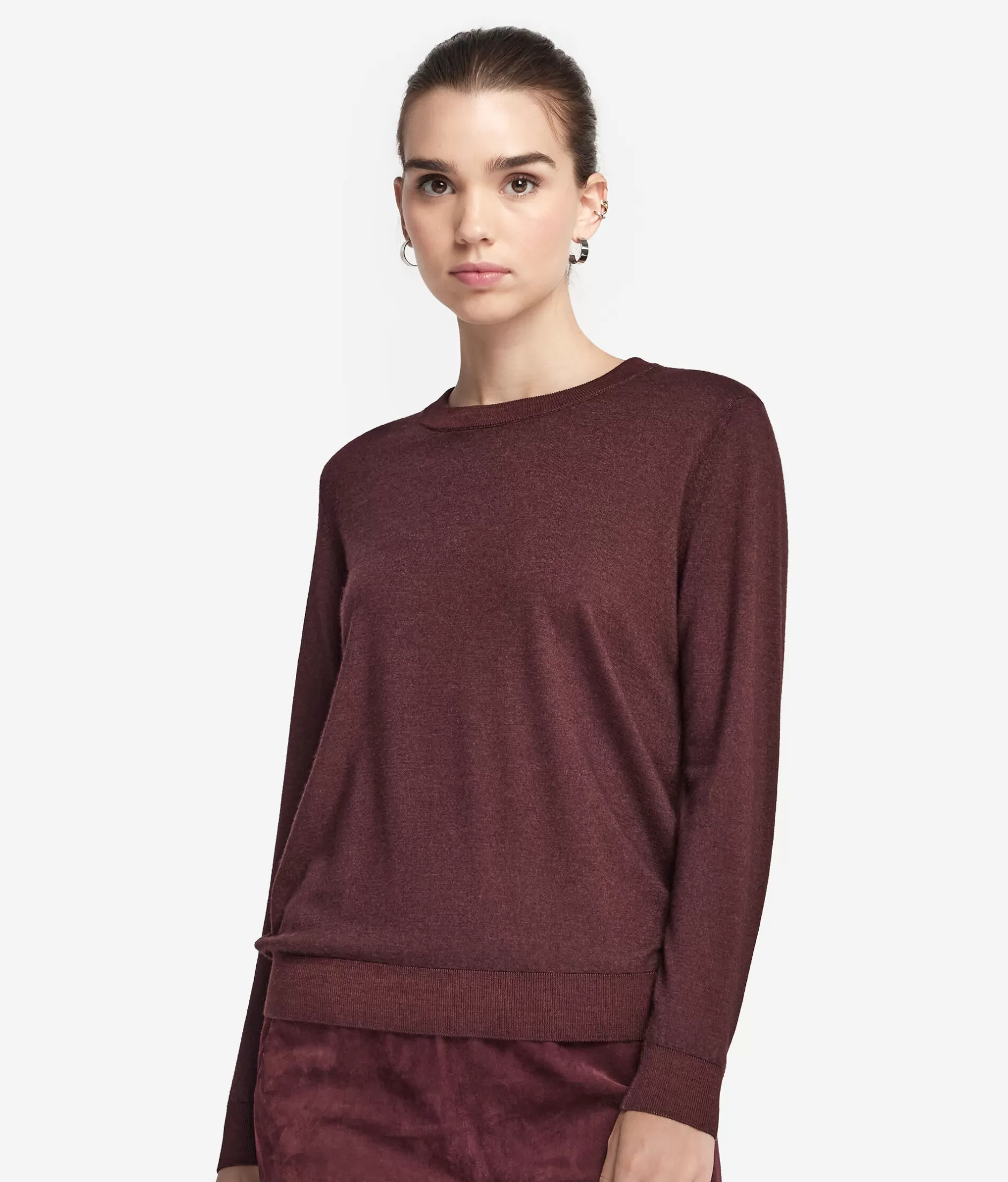 Cheap Falconeri Ultrafine Cashmere Crewneck Sweater burgundy -9073 - garment-dyed ebony