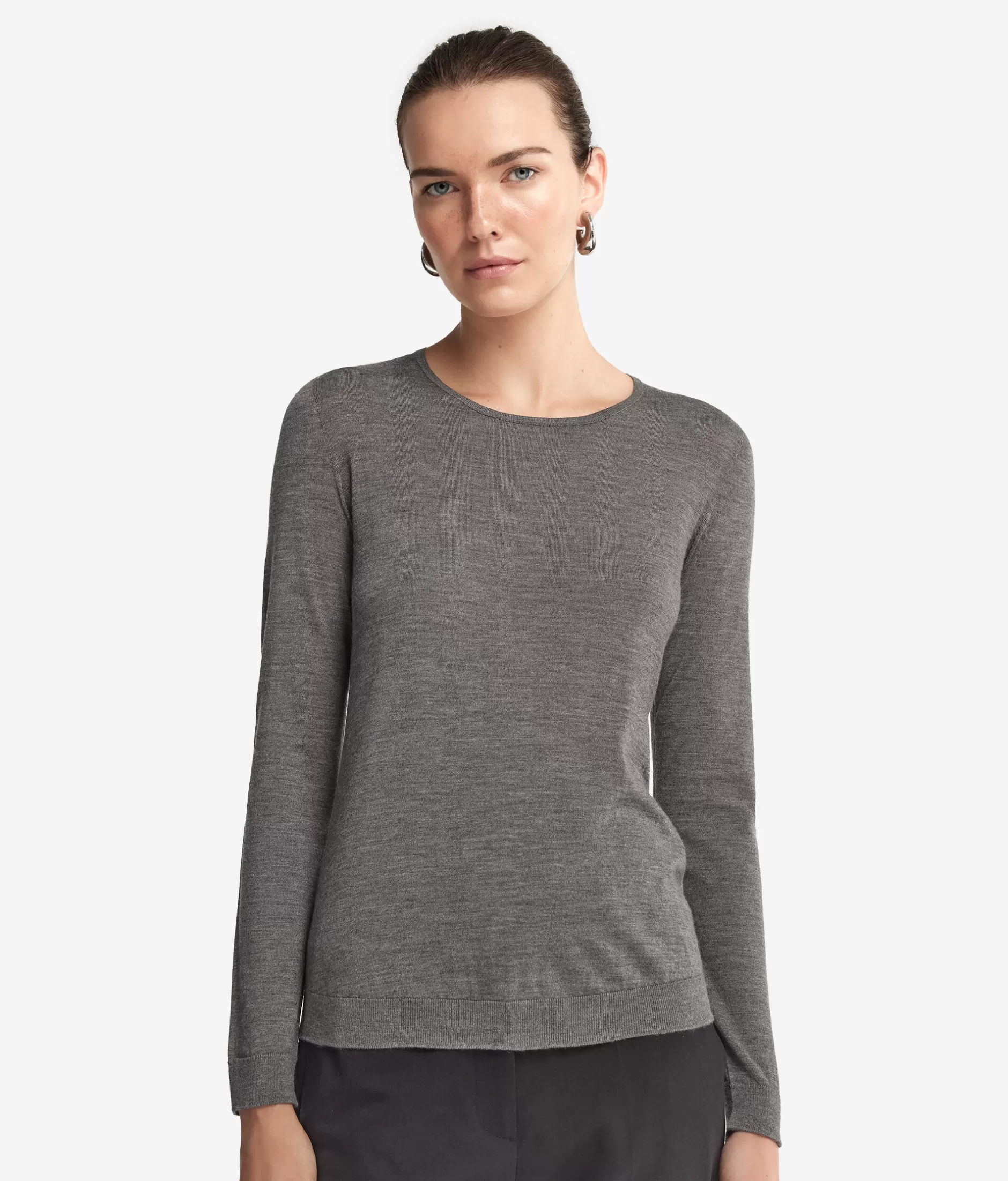 Outlet Falconeri Ultrafine Cashmere Crewneck Sweater grey -9108 - dark grey melange