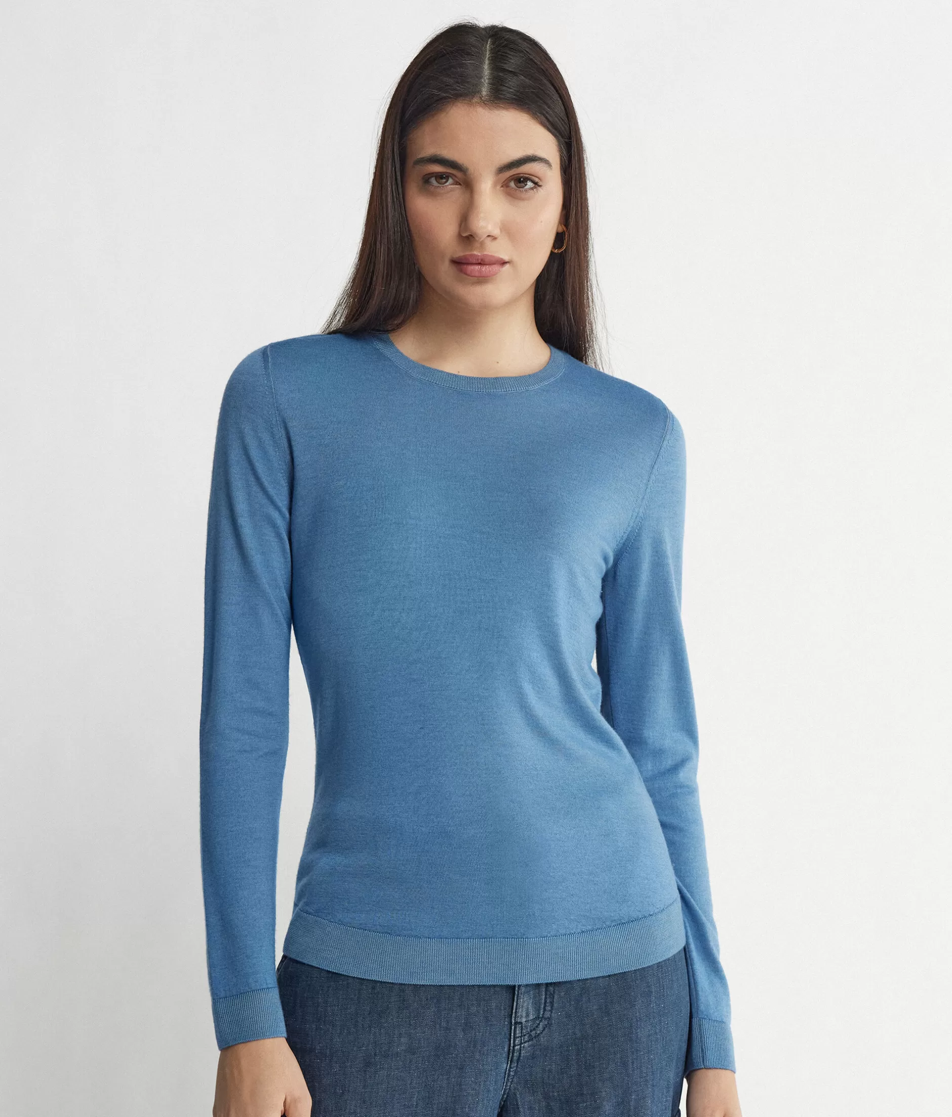 Best Sale Falconeri Ultrafine Cashmere Crewneck Sweater light blue -8982 - garment-dyed sky blue