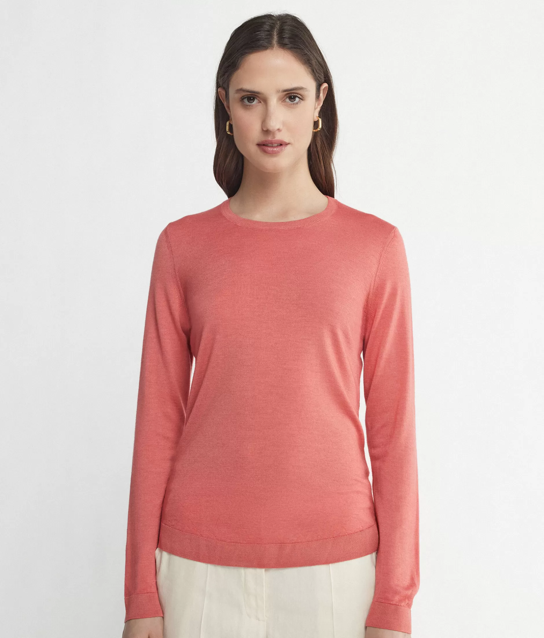 Cheap Falconeri Ultrafine Cashmere Crewneck Sweater pink -8981 - garment-dyed peach pink