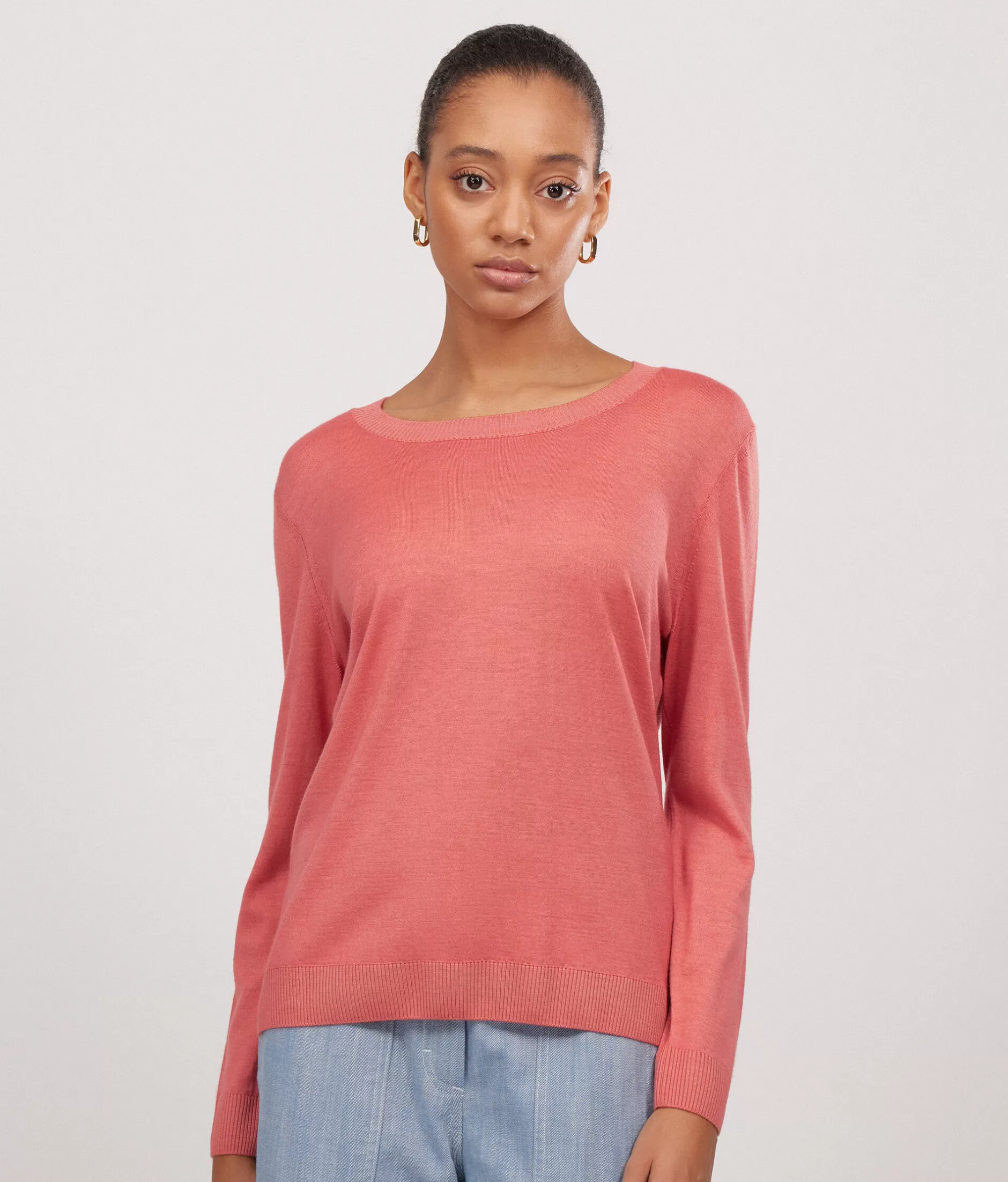 New Falconeri Ultrafine Cashmere Crewneck Sweater pink -8981 - garment-dyed peach pink