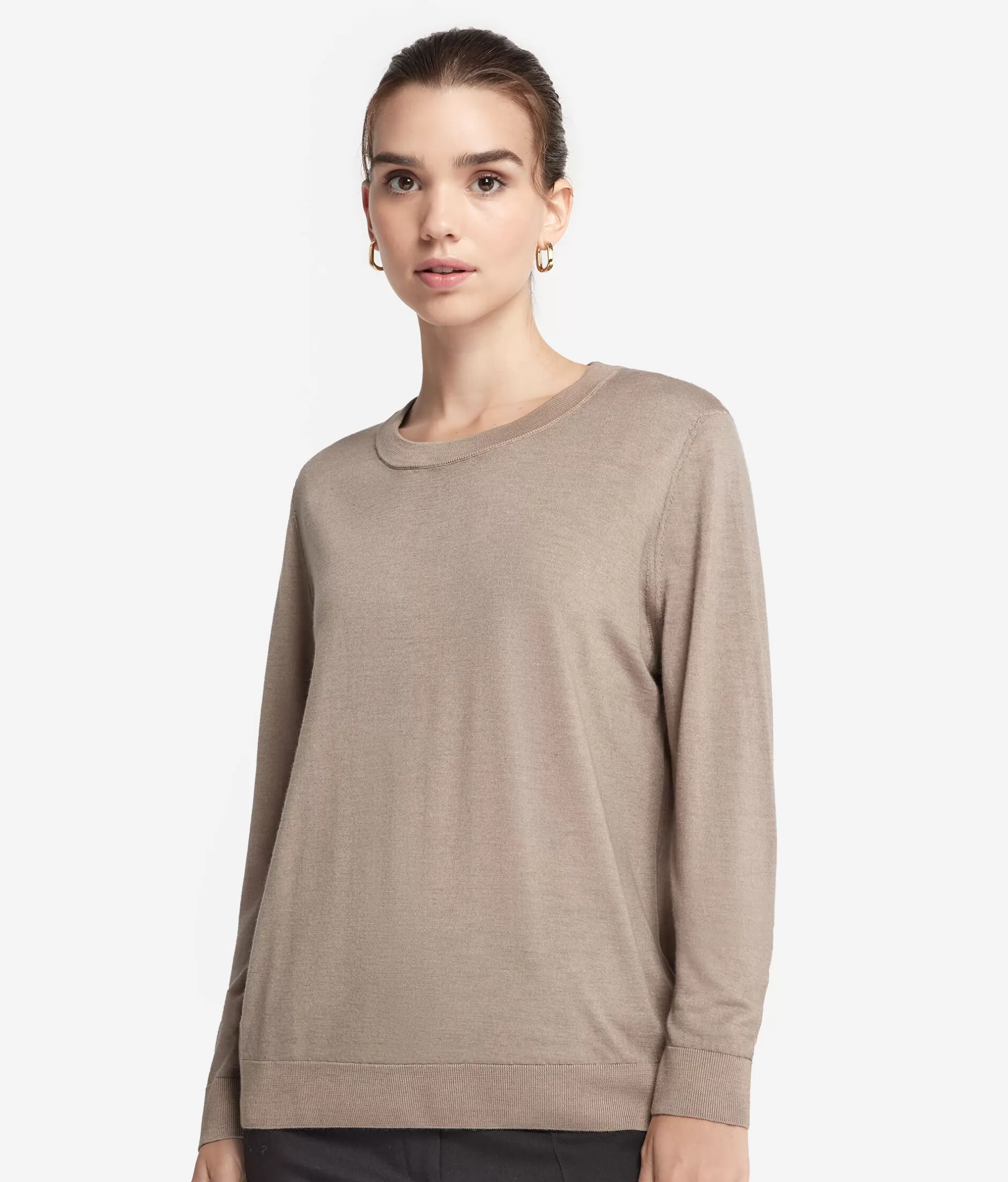 Best Sale Falconeri Ultrafine Cashmere Crewneck Sweater dark grey -9074 - garment-dyed dark stone