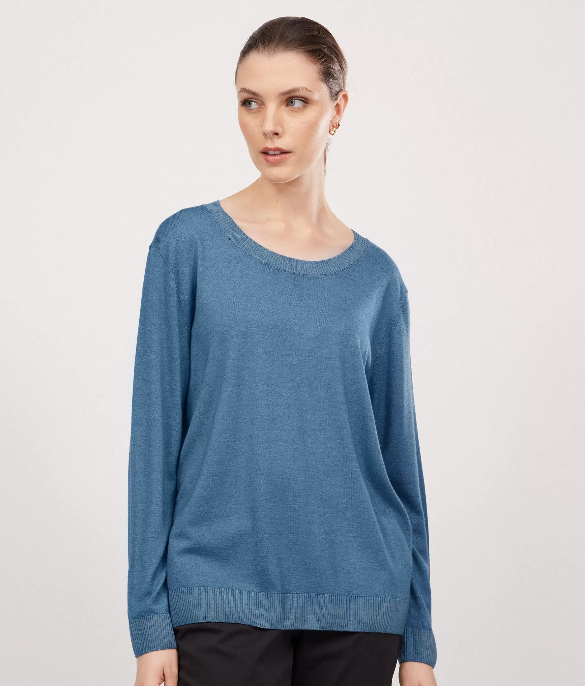 Clearance Falconeri Ultrafine Cashmere Crewneck Sweater light blue -8982 - garment-dyed sky blue