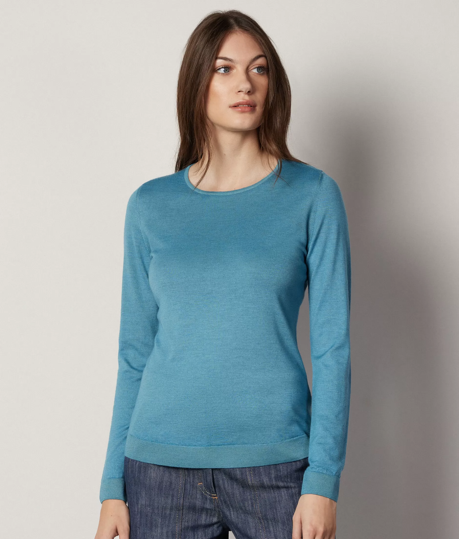 Hot Falconeri Ultrafine Cashmere Crewneck Sweater blue -8915 - garment-dyed ocean