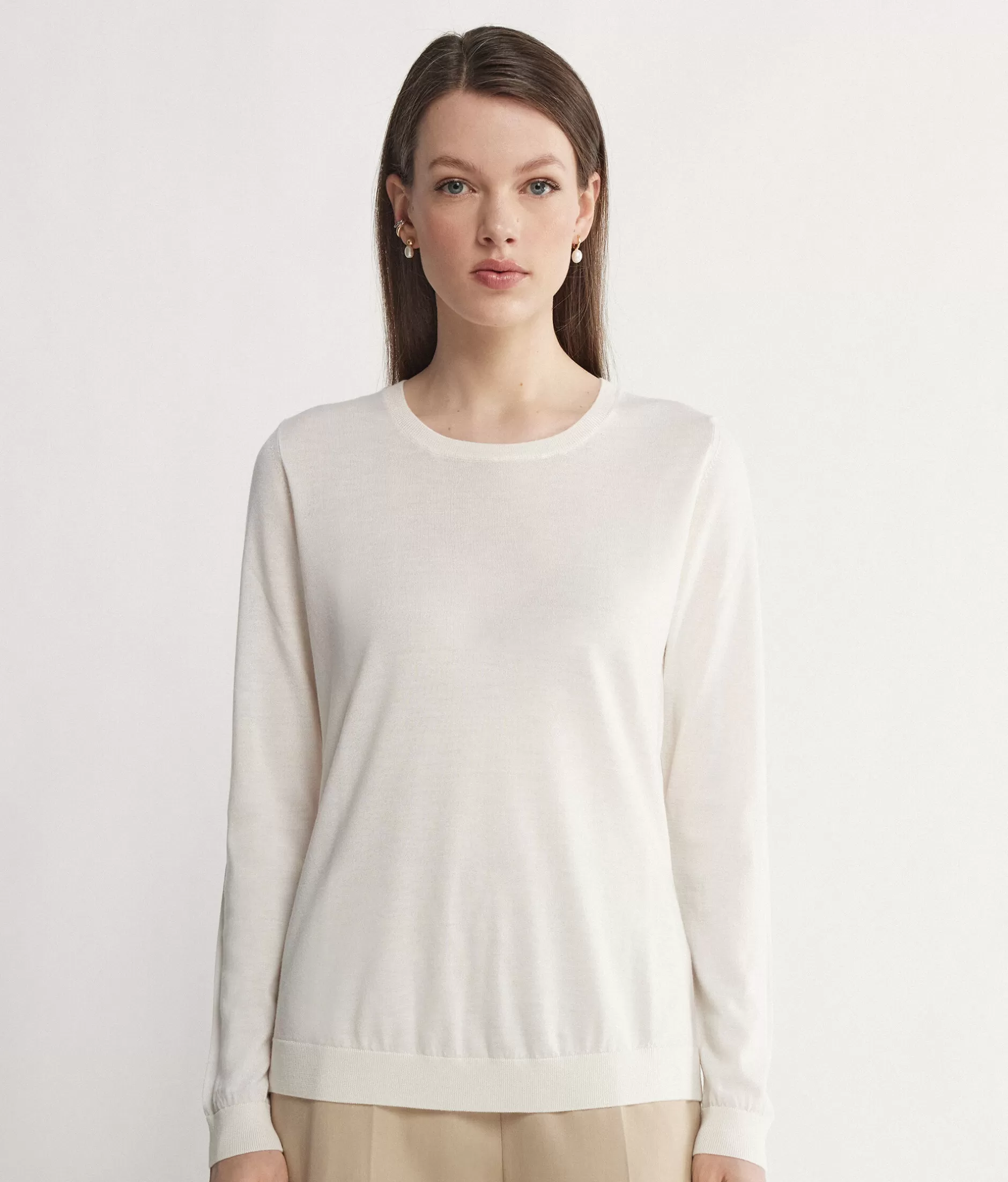 Outlet Falconeri Ultrafine Cashmere Crewneck Sweater white -8005 - bow