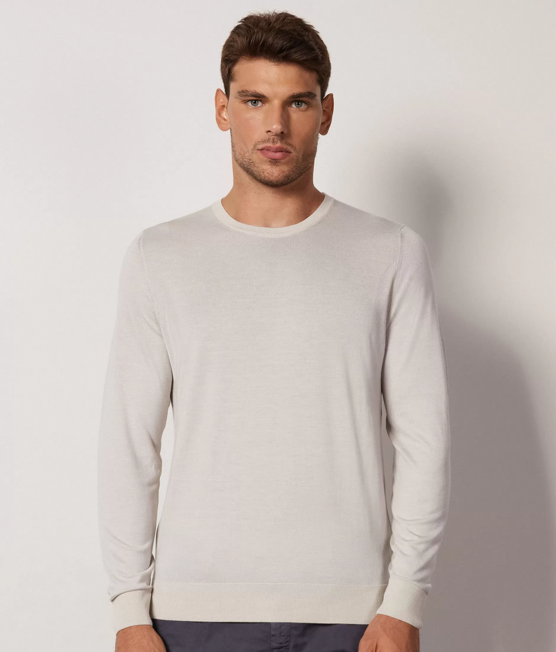 Discount Falconeri Ultrafine Cashmere Crewneck Sweater white -8756 - garment-dyed alabaster