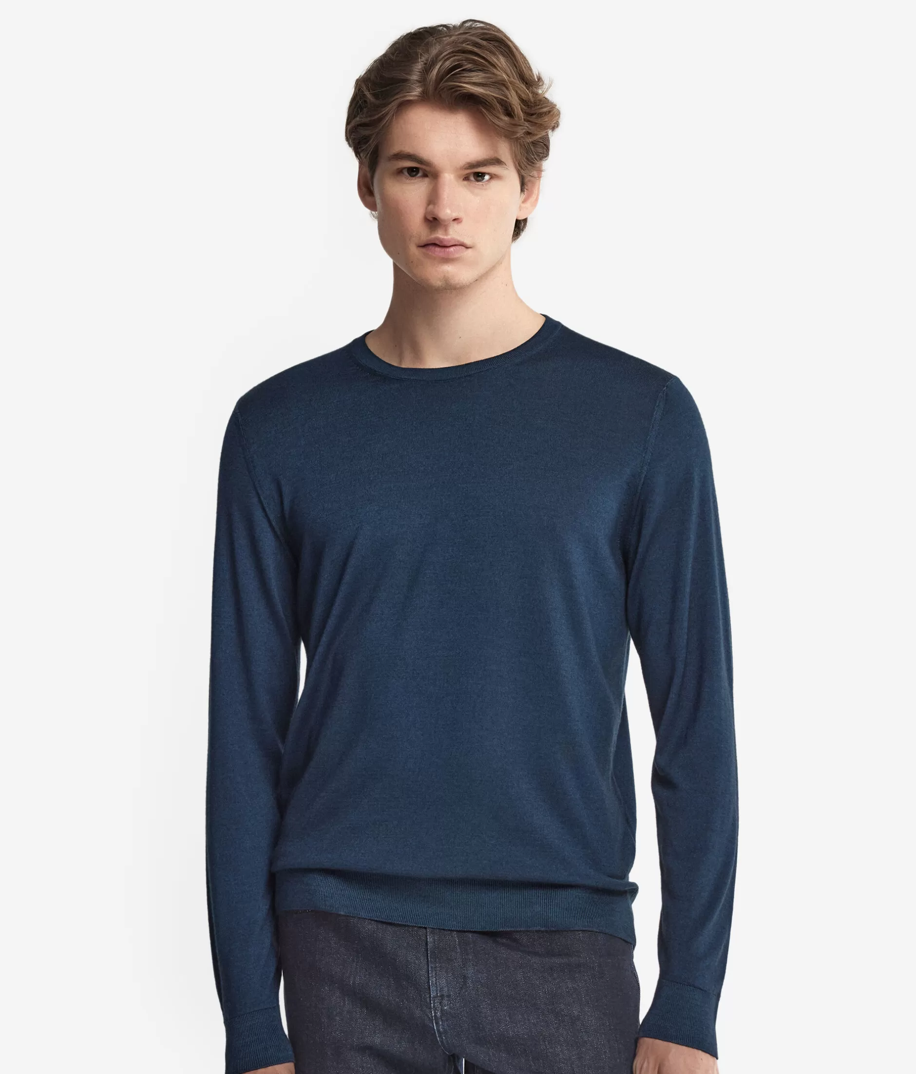 Fashion Falconeri Ultrafine Cashmere Crewneck Sweater blue -9072 - garment-dyed twilight blue