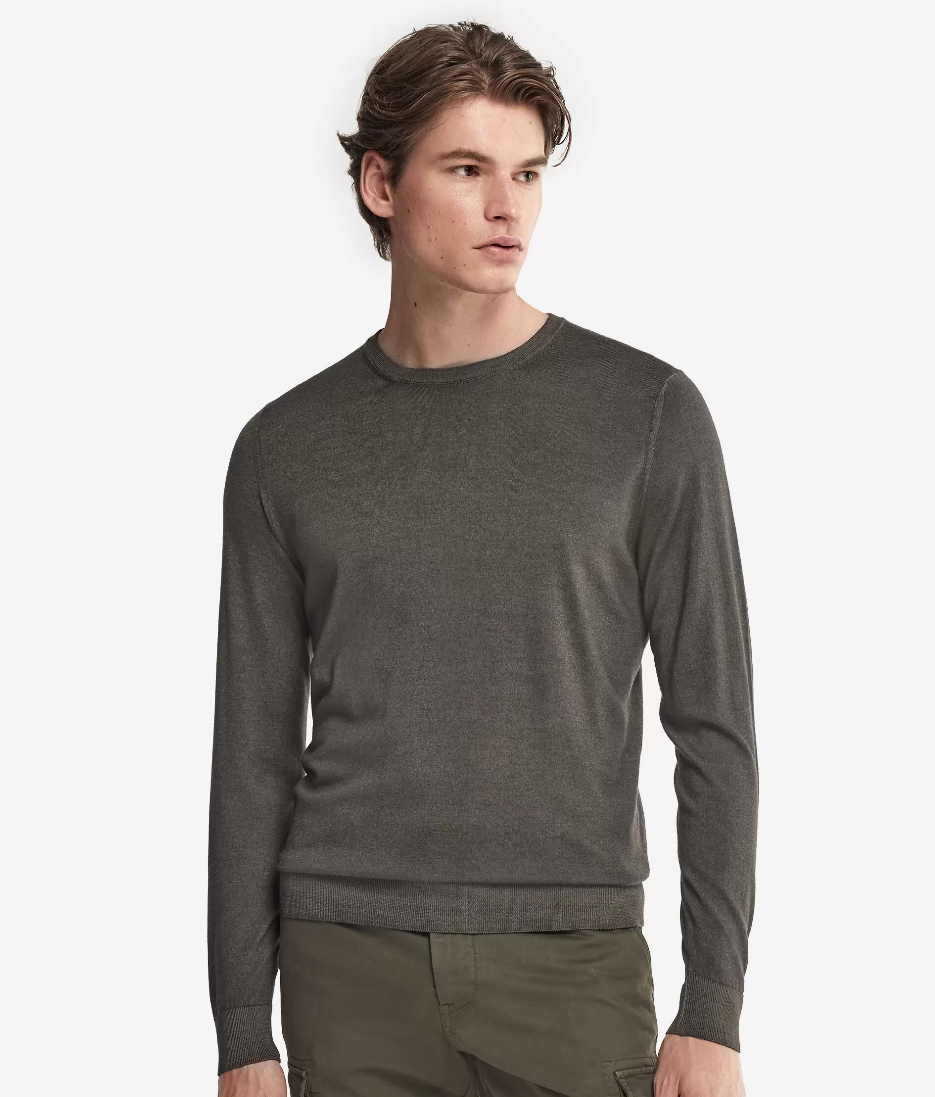 Flash Sale Falconeri Ultrafine Cashmere Crewneck Sweater dark green -9065 - garment-dyed dark camo