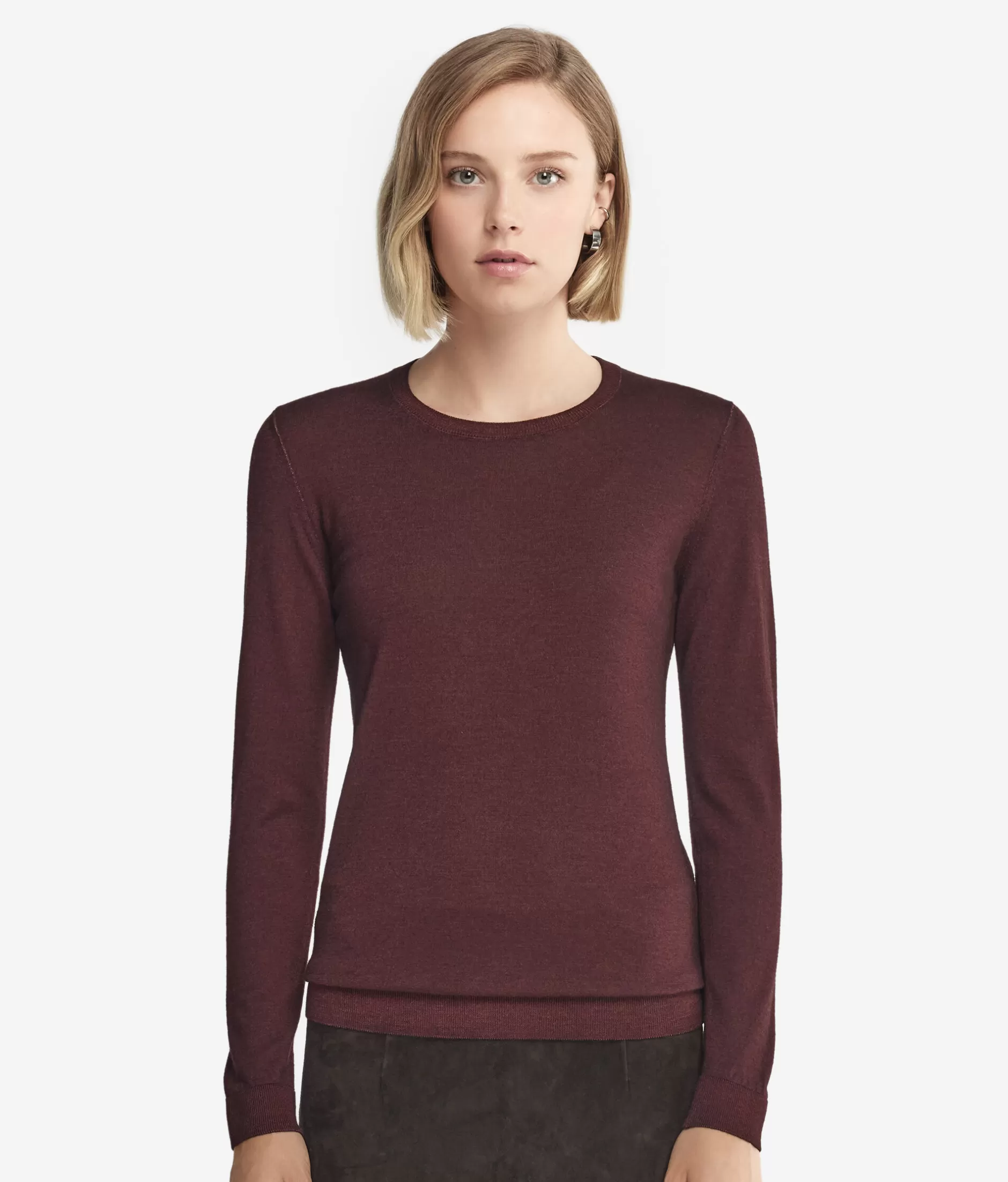 Cheap Falconeri Ultrafine Cashmere Crewneck Sweater burgundy -9073 - garment-dyed ebony