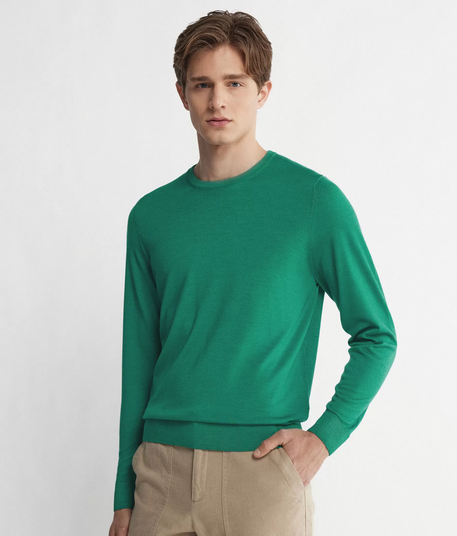 Cheap Falconeri Ultrafine Cashmere Crewneck Sweater green -8971 - garment-dyed rio green