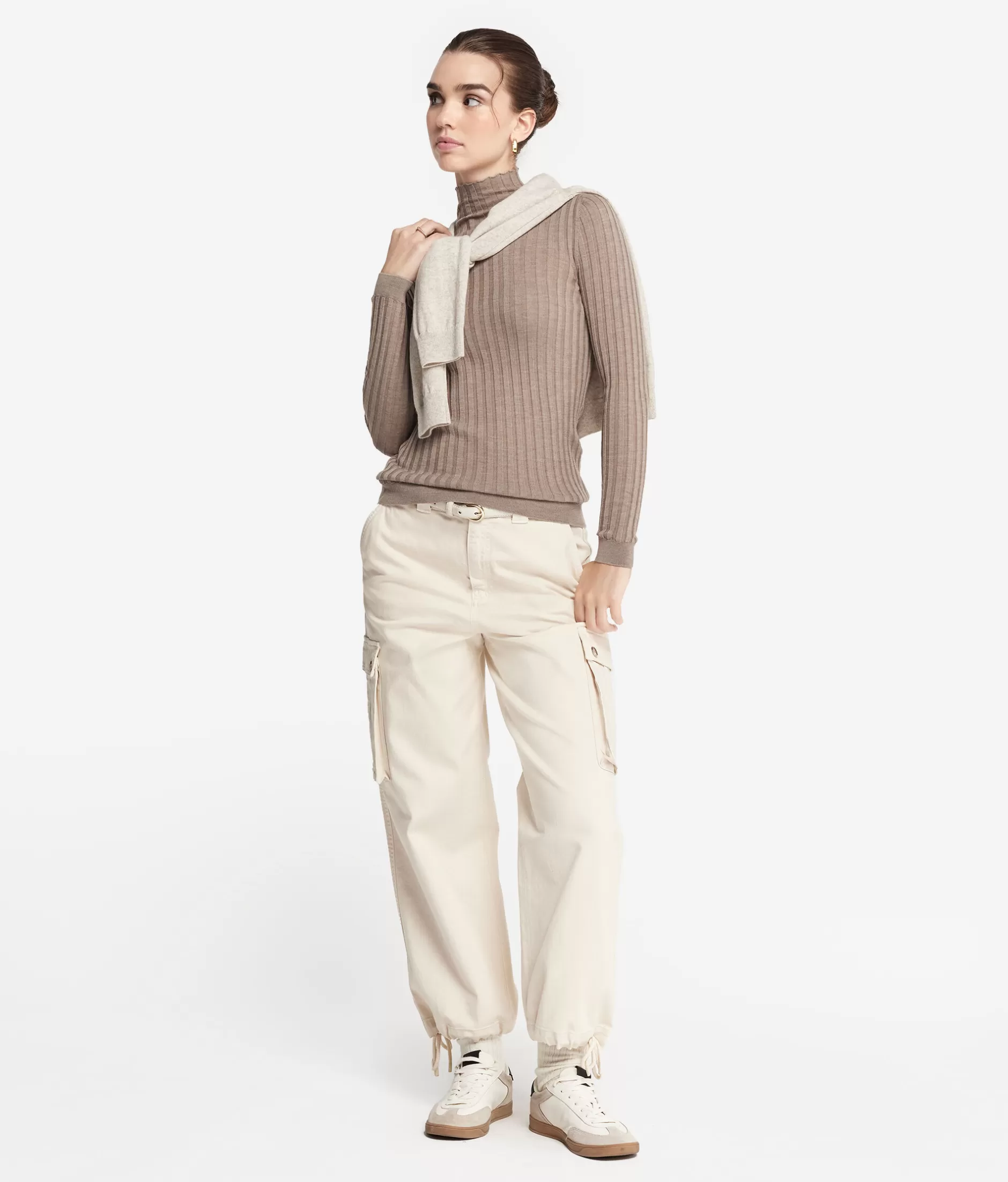 Hot Falconeri Ultrafine Cashmere Flat Rib Turtleneck natural -9044 - stone dark