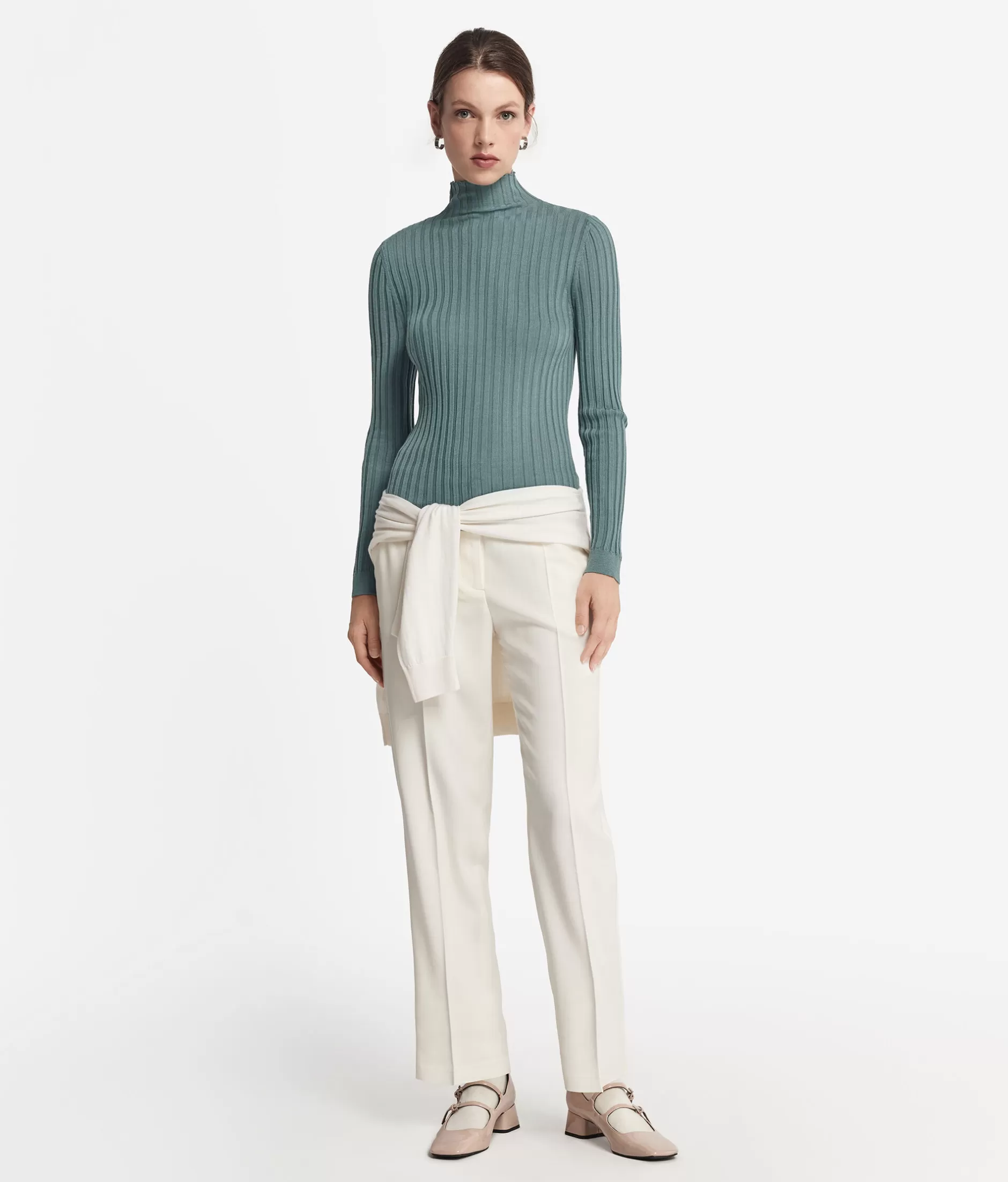 Hot Falconeri Ultrafine Cashmere Flat Rib Turtleneck dark green -9095 - dark thyme