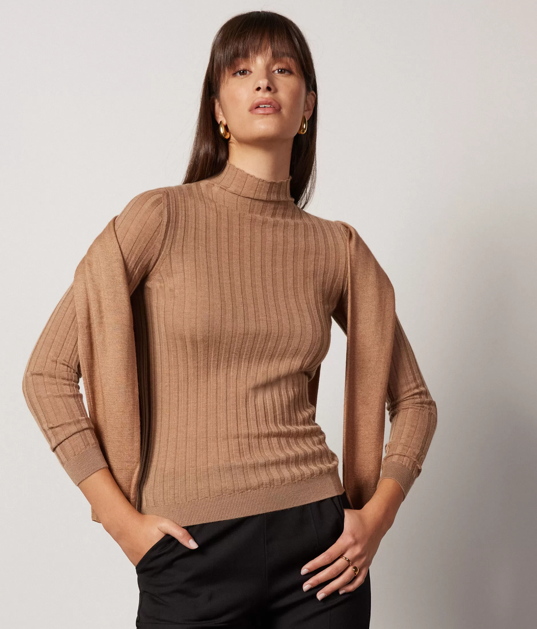 Best Sale Falconeri Ultrafine Cashmere Flat Rib Turtleneck natural -8685 - rum