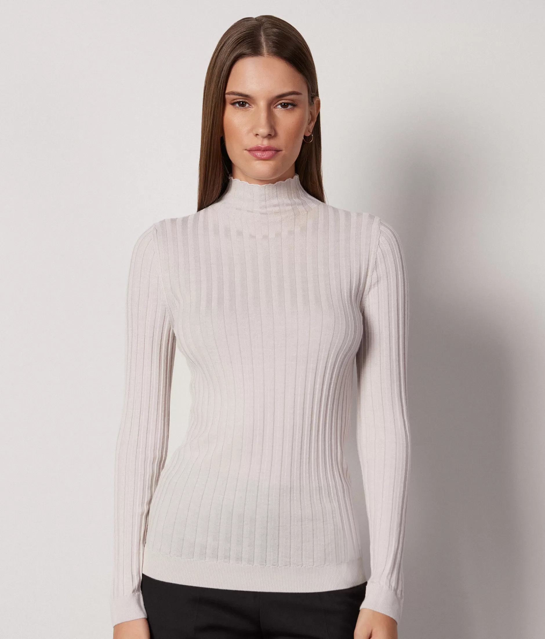 Best Sale Falconeri Ultrafine Cashmere Flat Rib Turtleneck ivory -8644 - light alabaster