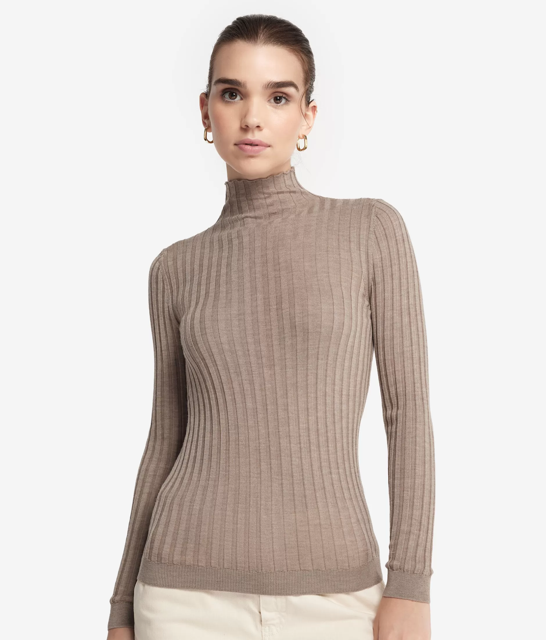 Hot Falconeri Ultrafine Cashmere Flat Rib Turtleneck natural -9044 - stone dark