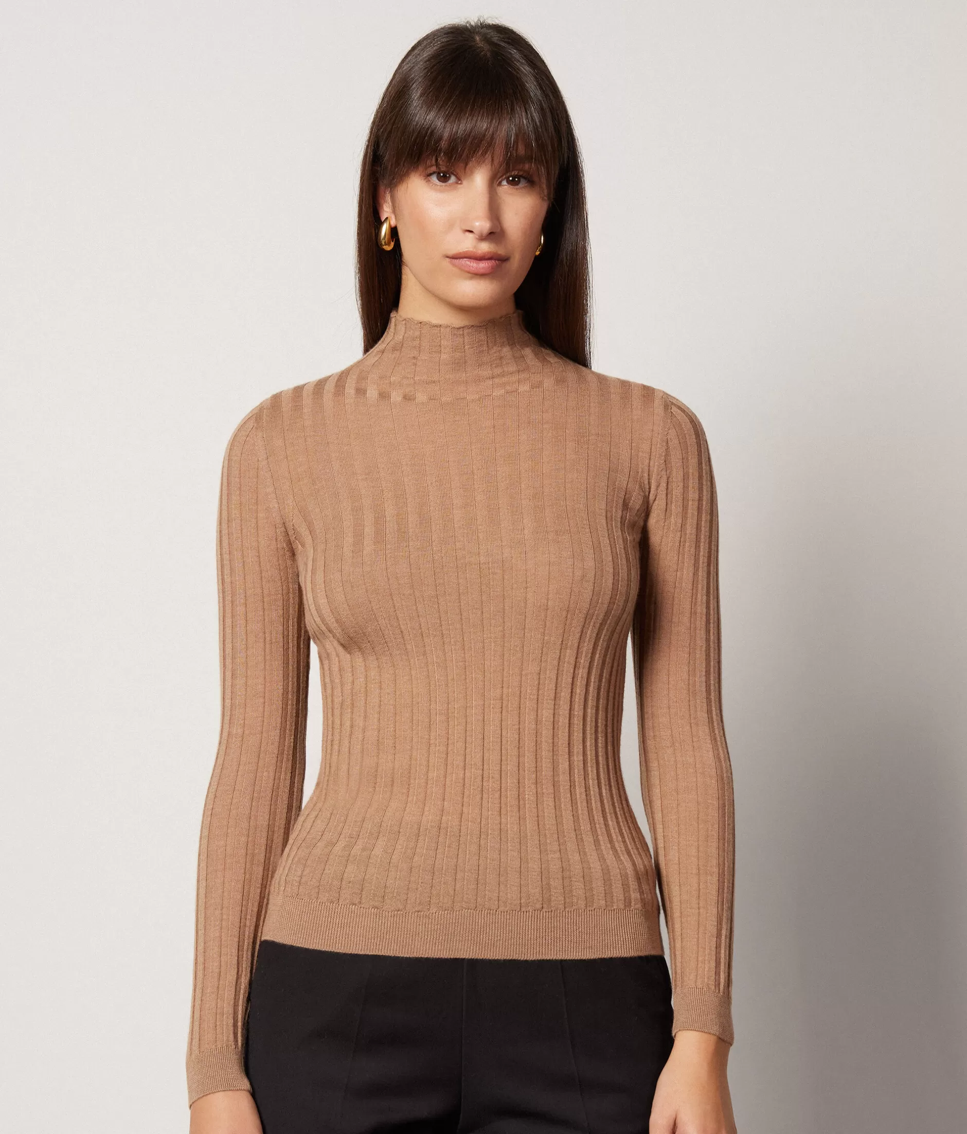 Best Sale Falconeri Ultrafine Cashmere Flat Rib Turtleneck natural -8685 - rum