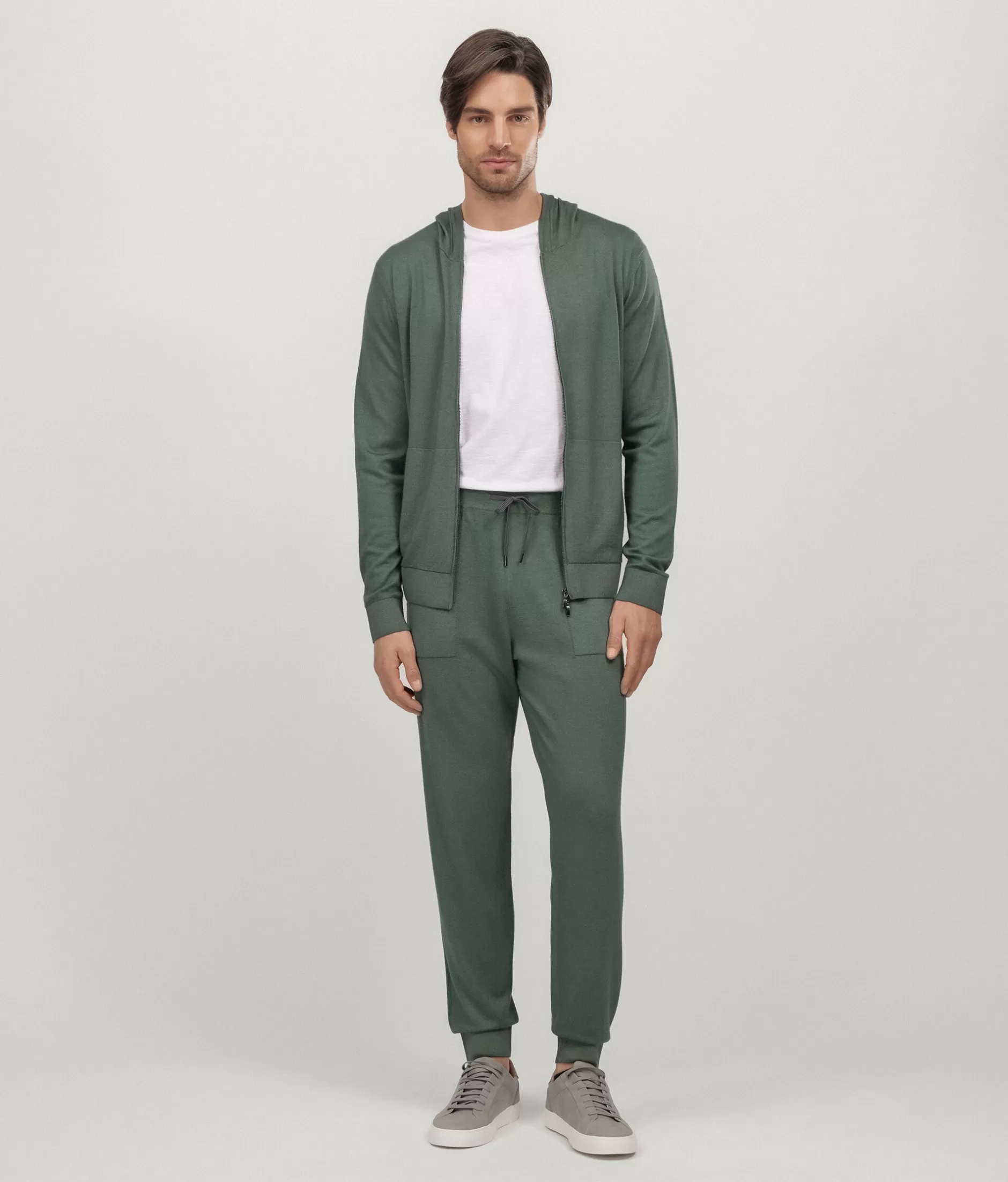 Clearance Falconeri Ultrafine Cashmere Pants green -8977 - garment-dyed laurel green