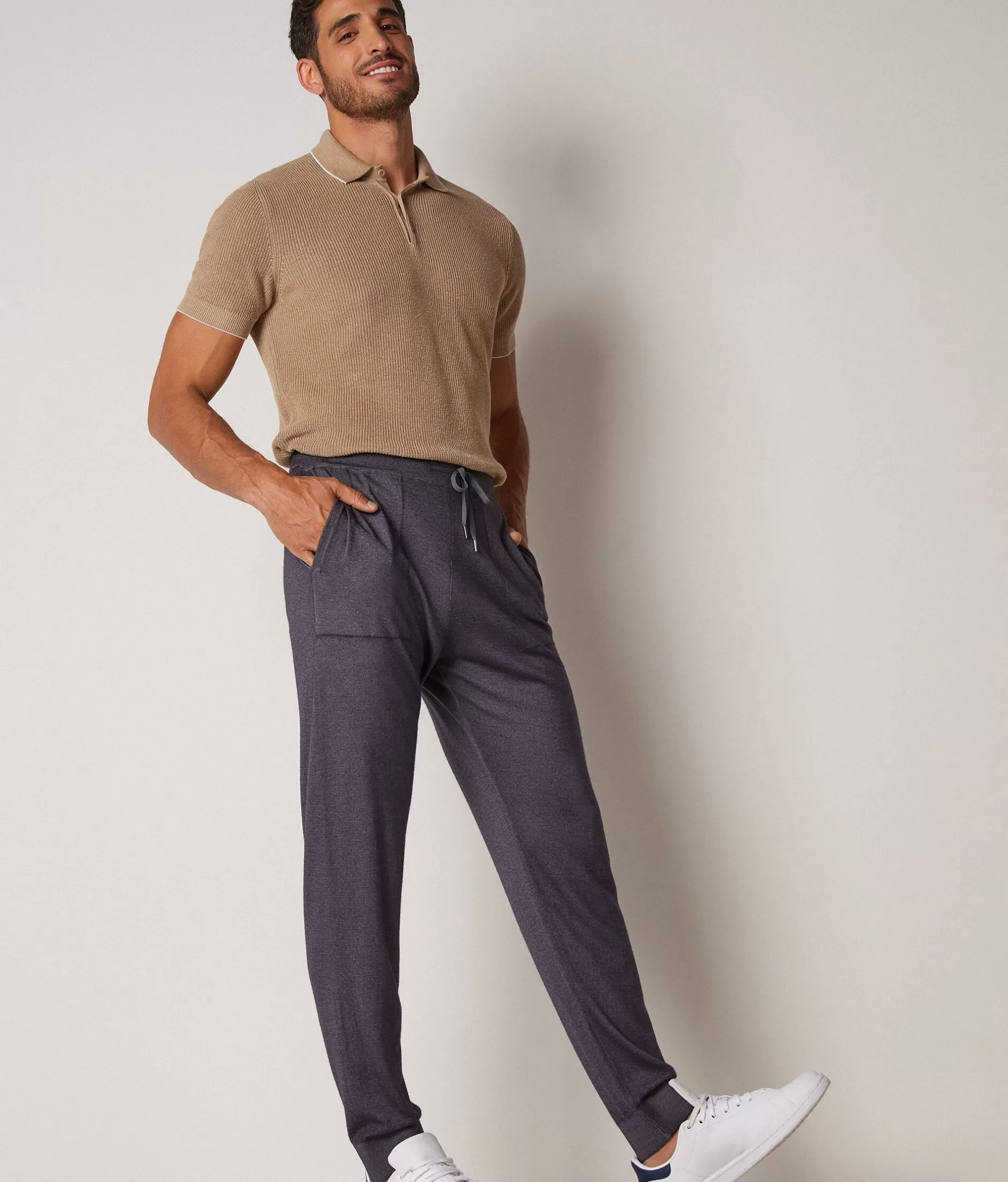 Shop Falconeri Ultrafine Cashmere Pants grey -8801 - garment-dyed graphite