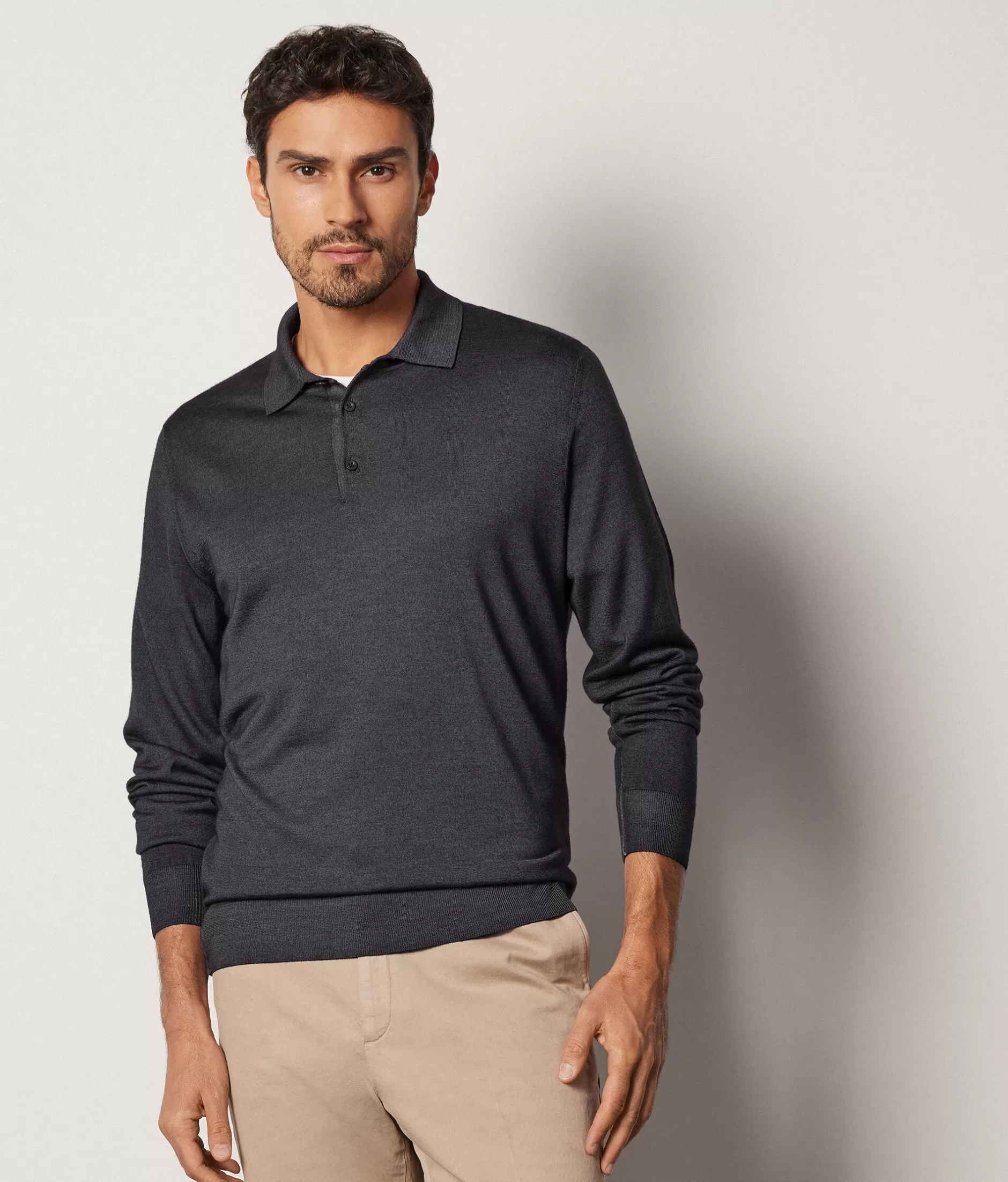 Hot Falconeri Ultrafine Cashmere Polo grey -8801 - garment-dyed graphite