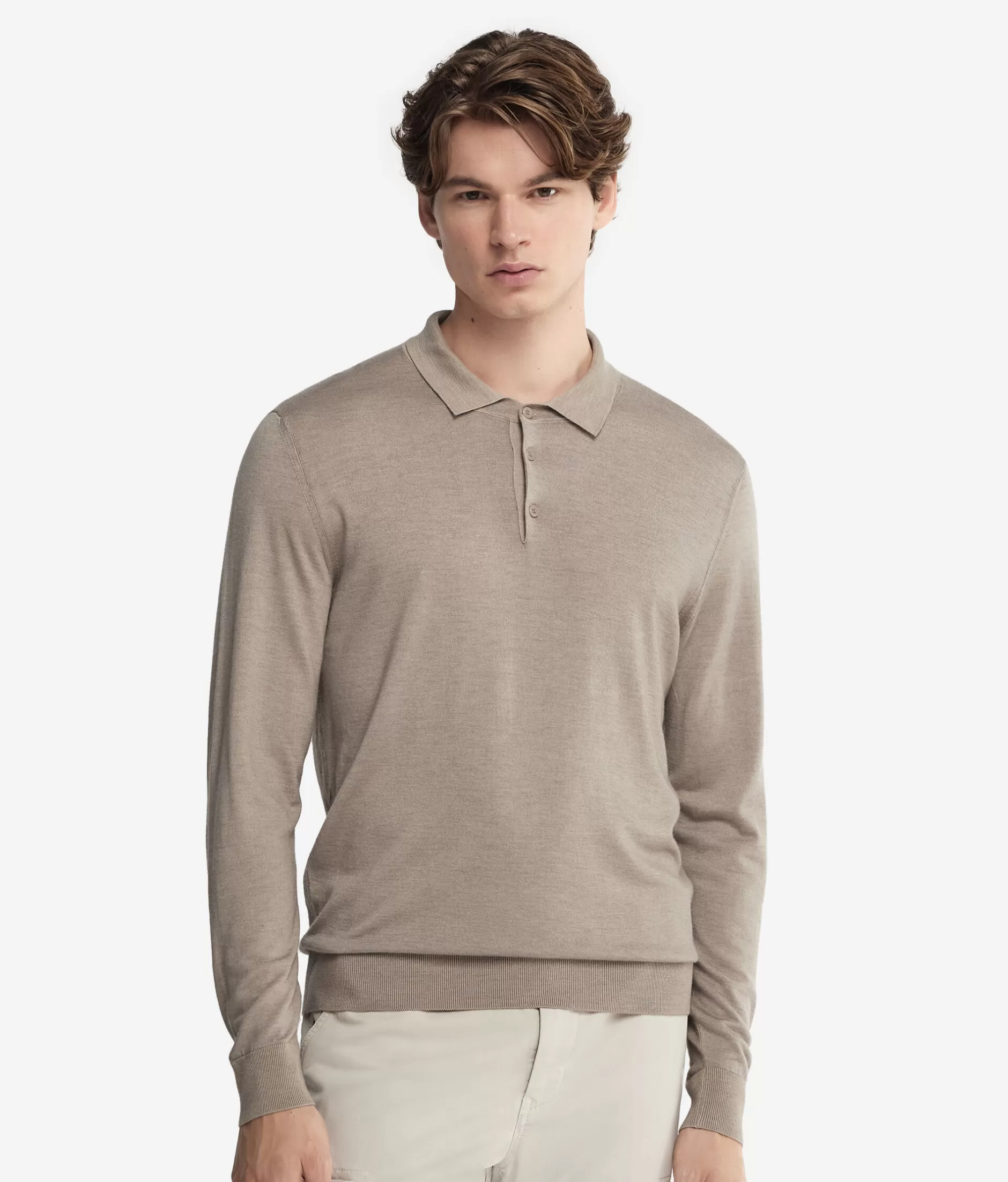 Clearance Falconeri Ultrafine Cashmere Polo natural -9090 - garment-dyed sand