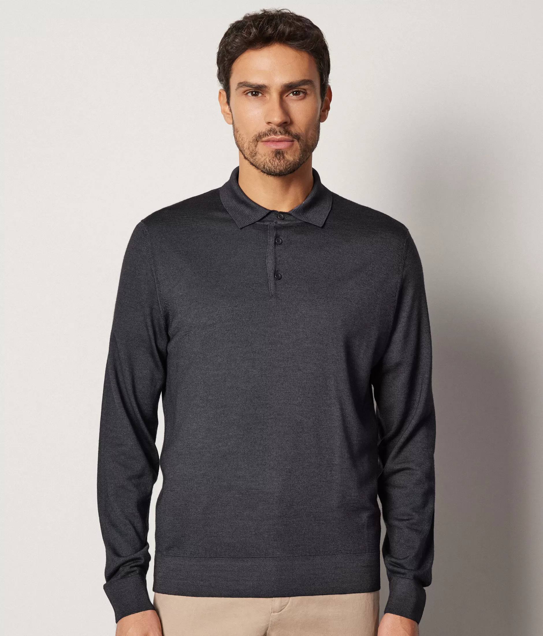 Hot Falconeri Ultrafine Cashmere Polo grey -8801 - garment-dyed graphite