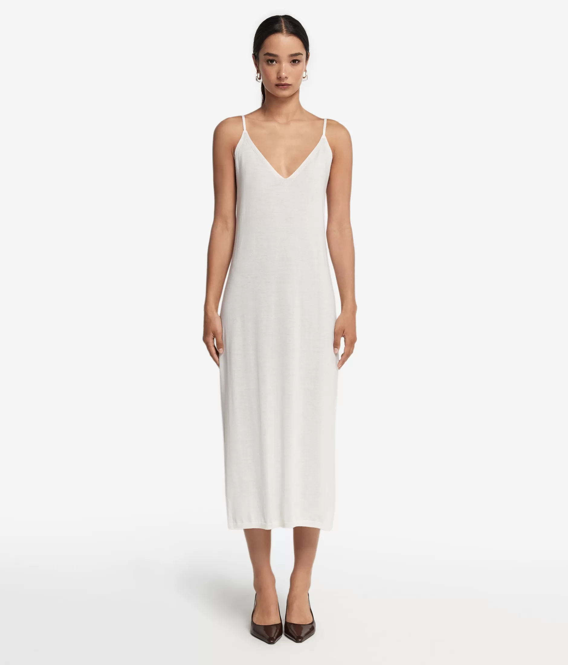 New Falconeri Ultrafine Cashmere Slip Dress white -8005 - bow