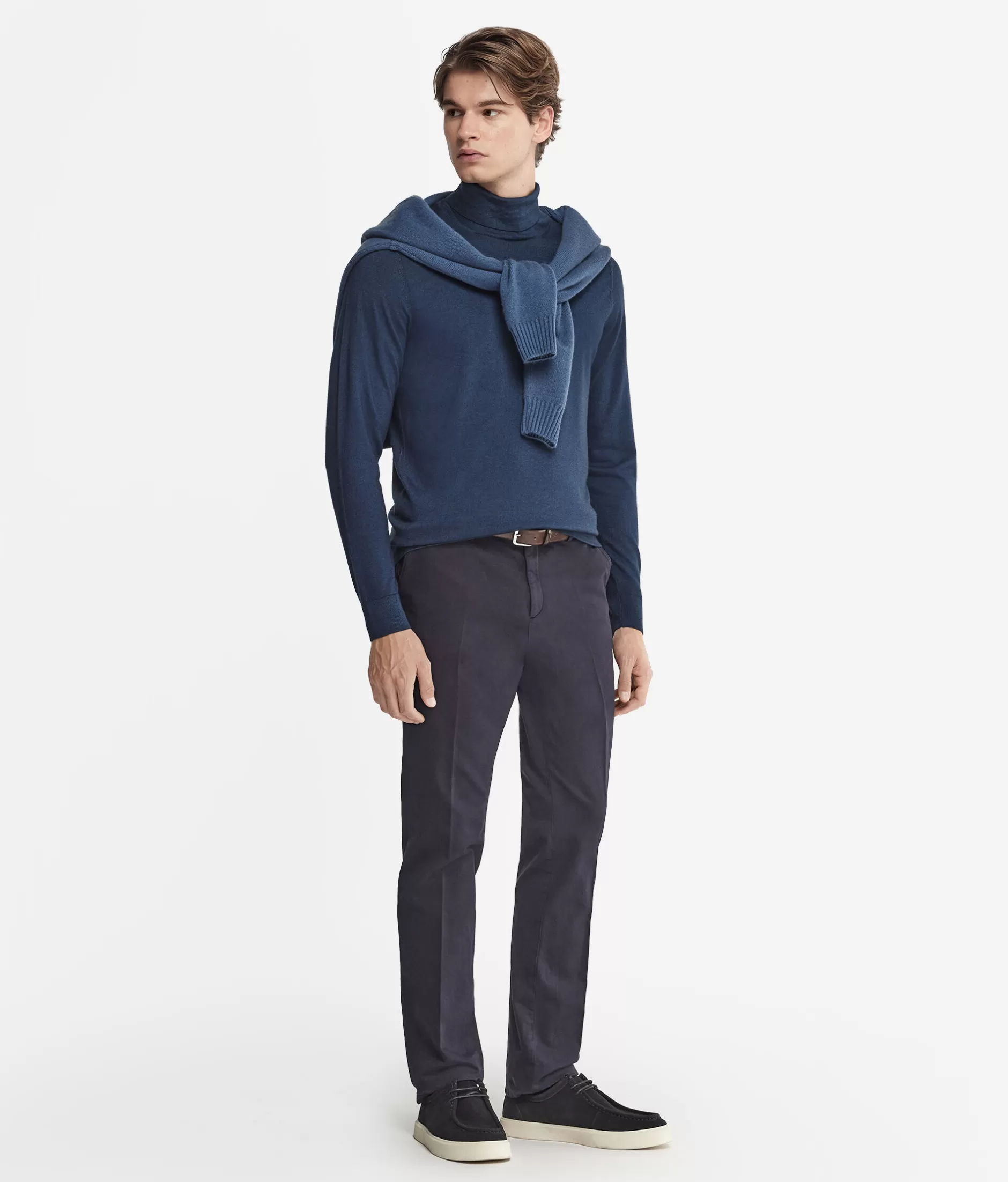 Cheap Falconeri Ultrafine Cashmere Turtleneck blue -9072 - garment-dyed twilight blue