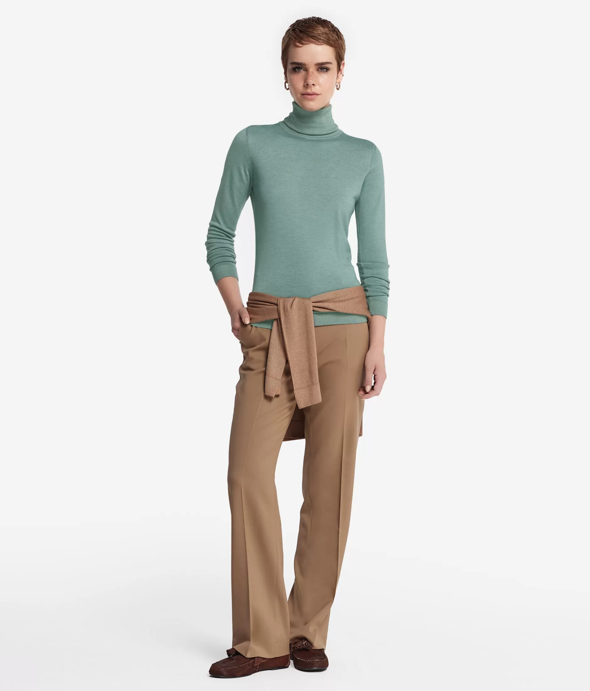 Fashion Falconeri Ultrafine Cashmere Turtleneck green -9096 - garment-dyed dark thyme