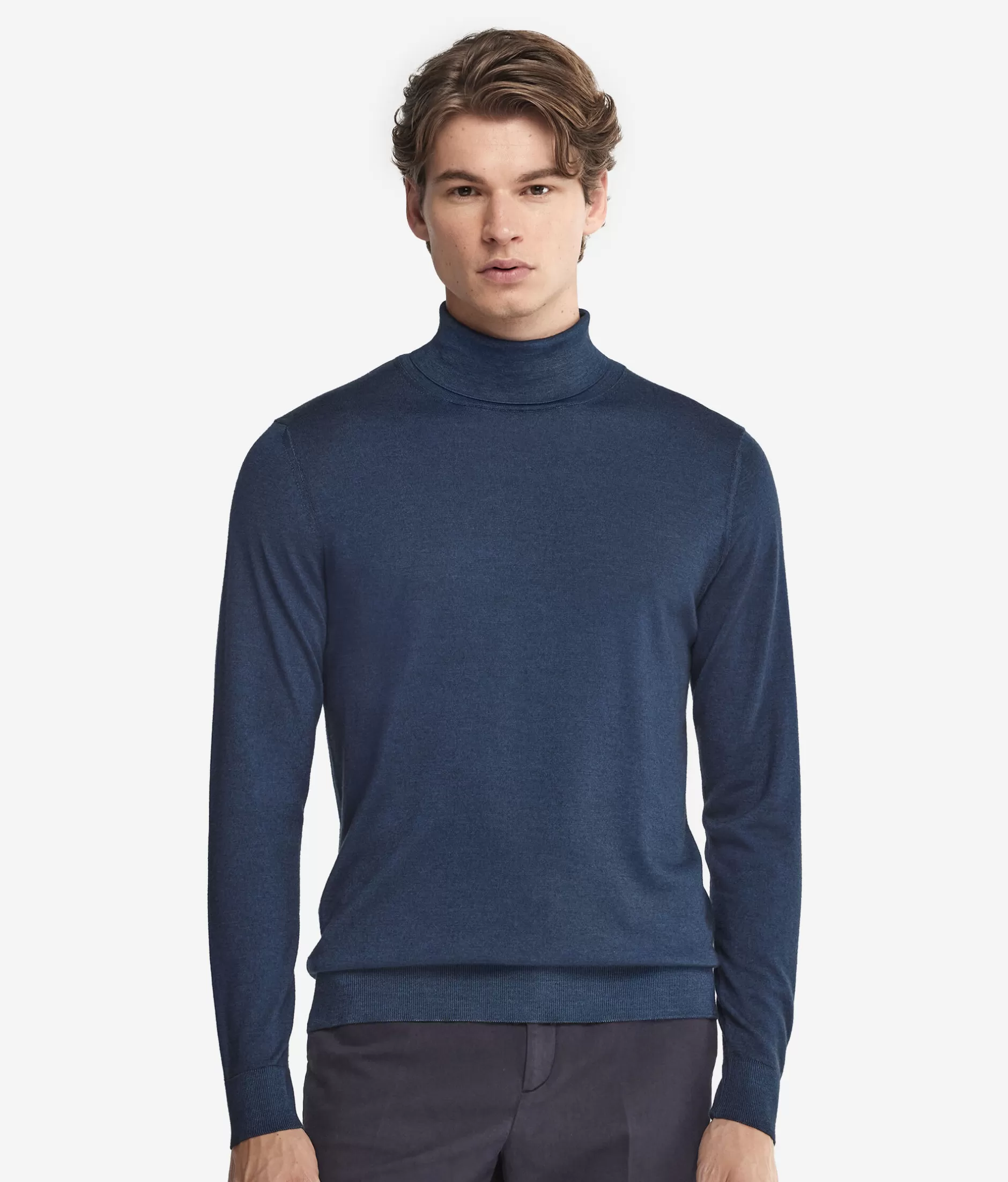 Cheap Falconeri Ultrafine Cashmere Turtleneck blue -9072 - garment-dyed twilight blue