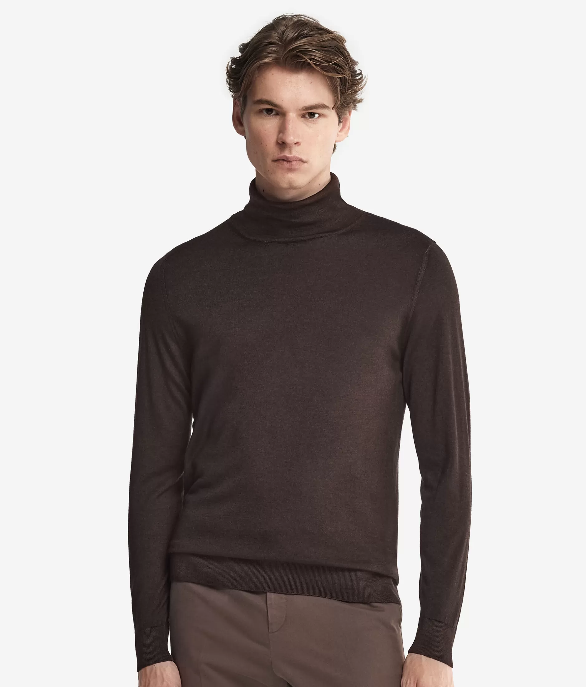 Best Sale Falconeri Ultrafine Cashmere Turtleneck -9064-garment-dyed chocolate