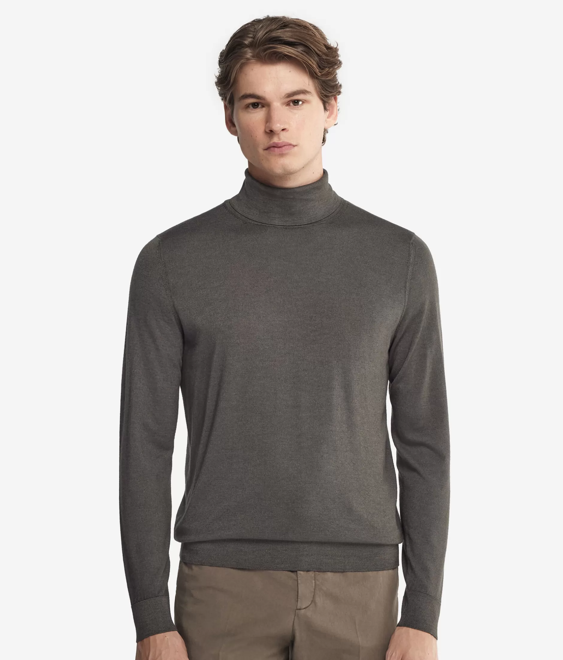 New Falconeri Ultrafine Cashmere Turtleneck -9065-garment-dyed dark camo