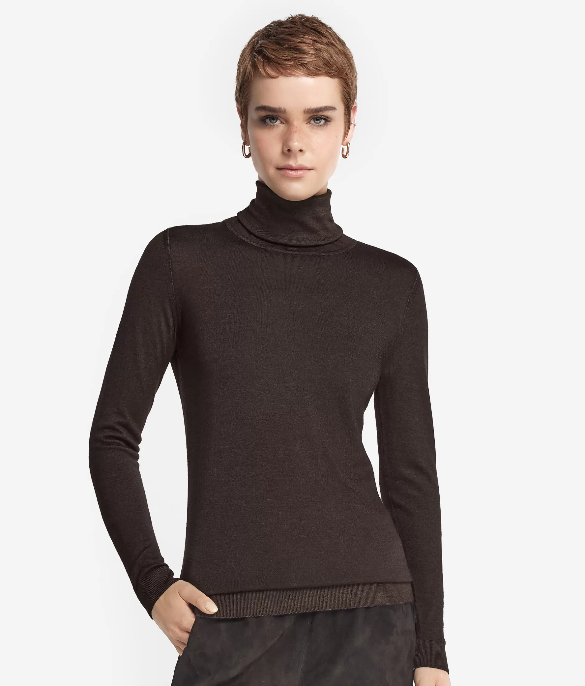 Online Falconeri Ultrafine Cashmere Turtleneck brown -9064 - garment-dyed chocolate