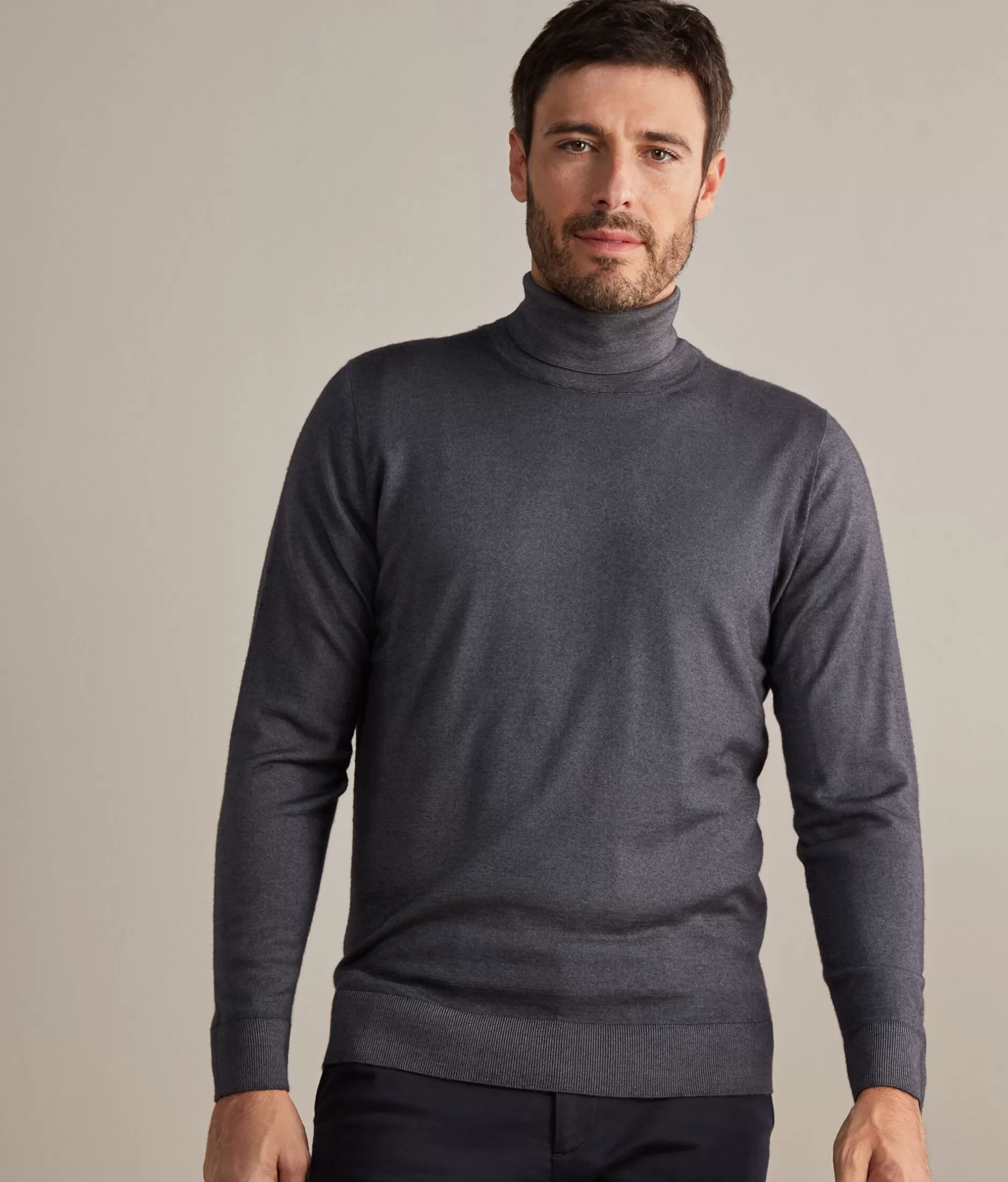 Online Falconeri Ultrafine Cashmere Turtleneck grey -8801 - garment-dyed graphite