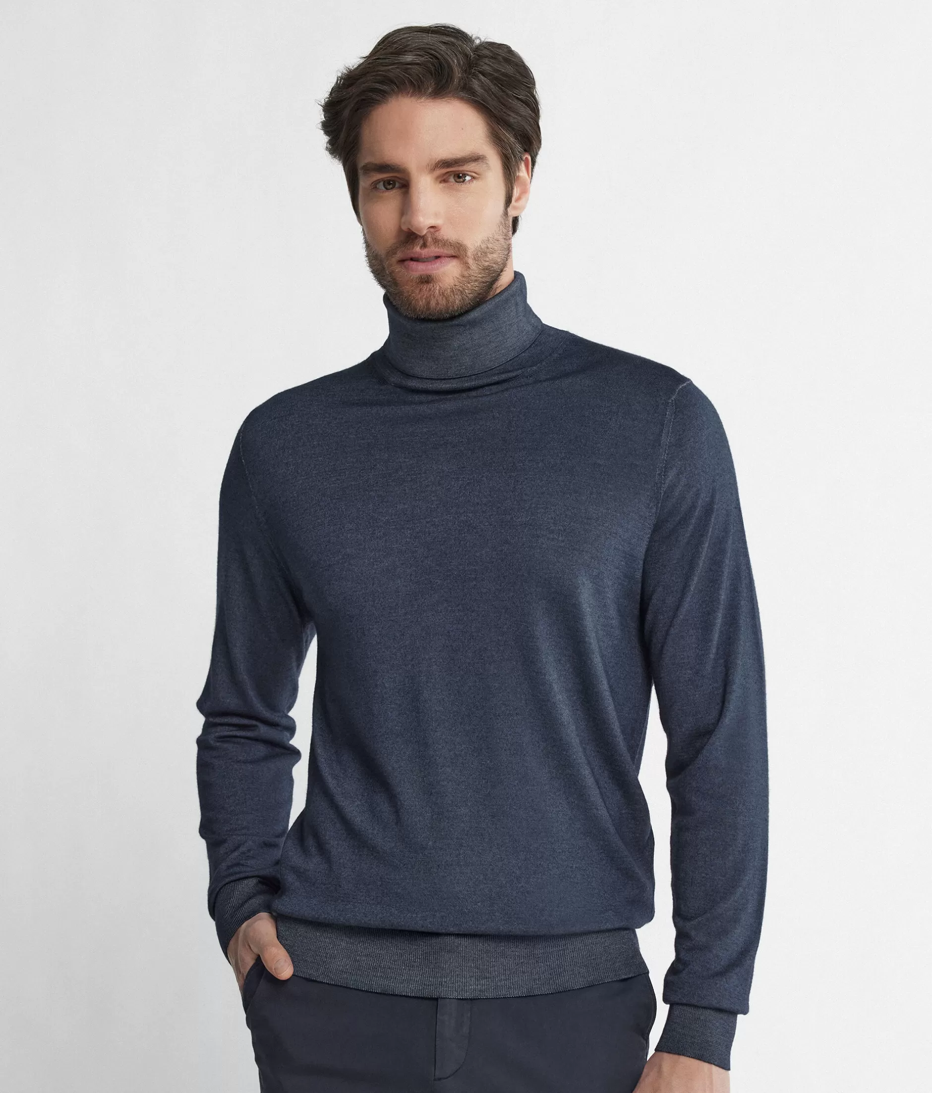 Shop Falconeri Ultrafine Cashmere Turtleneck blue -8719 - blue